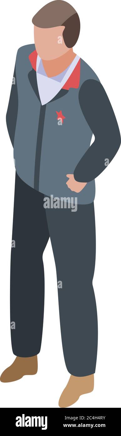 Icona del conducente professionista in treno, stile isometrico Illustrazione Vettoriale