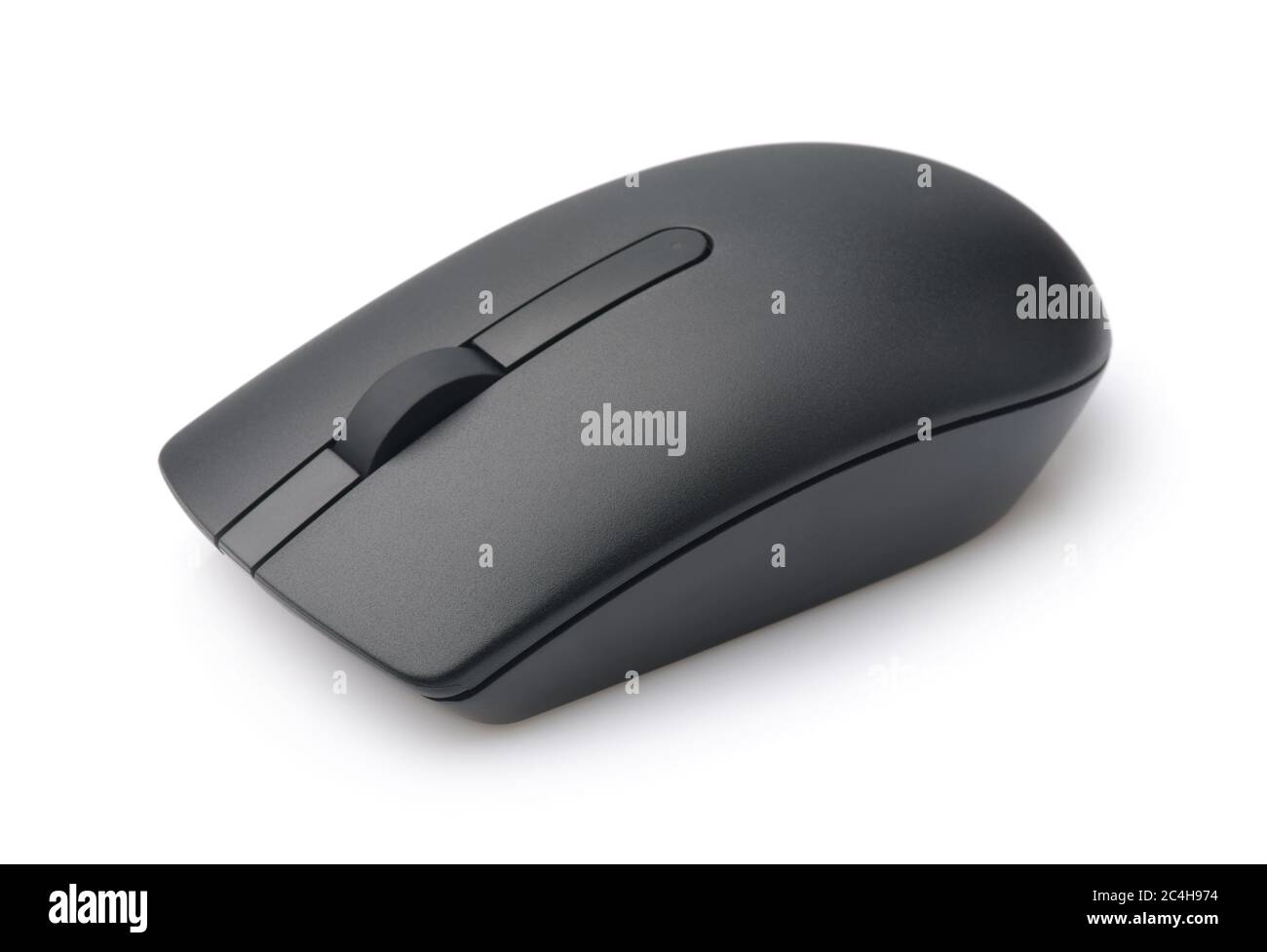 Mouse nero per computer wireless isolato su bianco Foto Stock