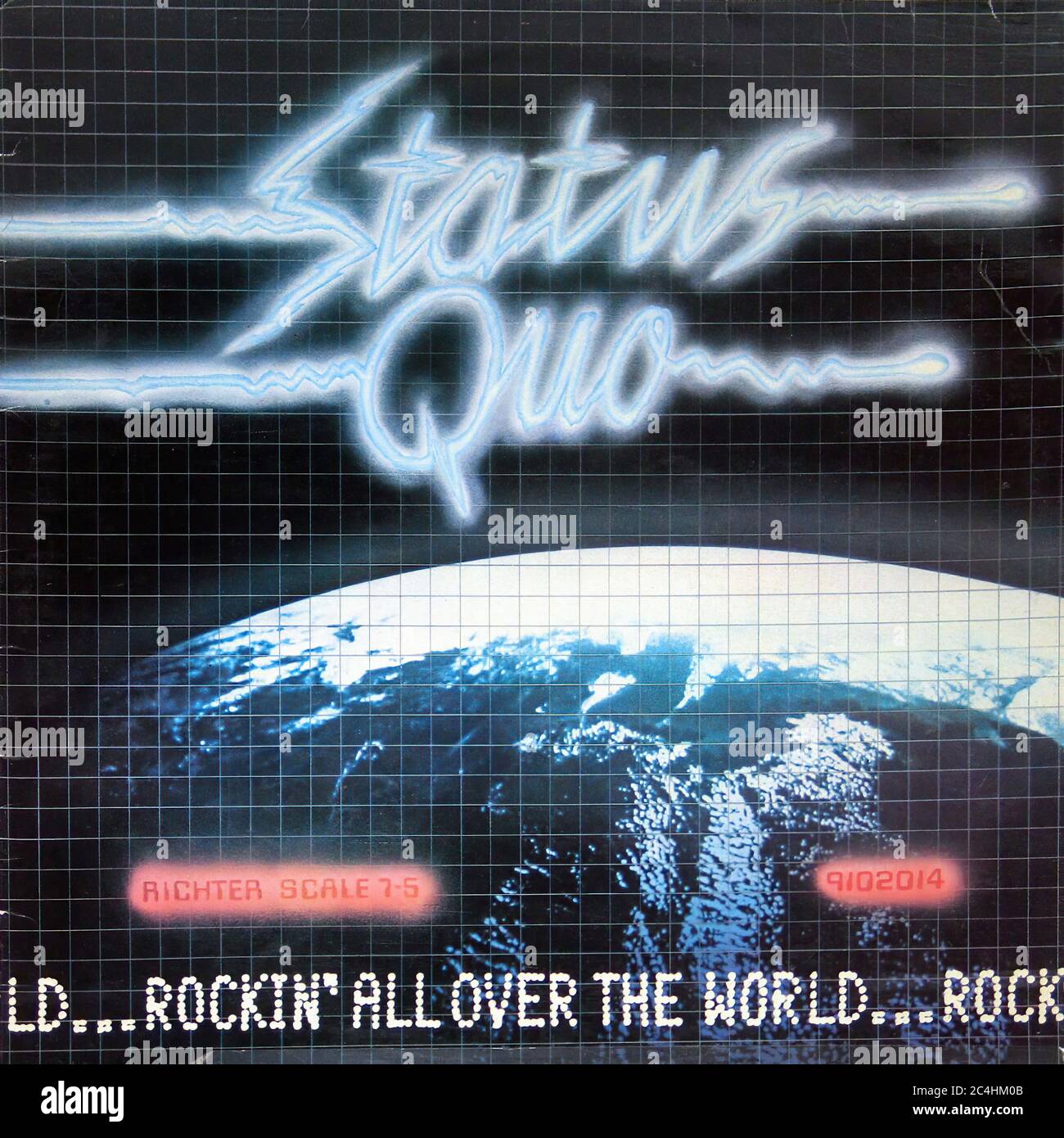 Status Quo Rockin' All Over The World 12'' vinile LP - Vintage record cover 01 Foto Stock