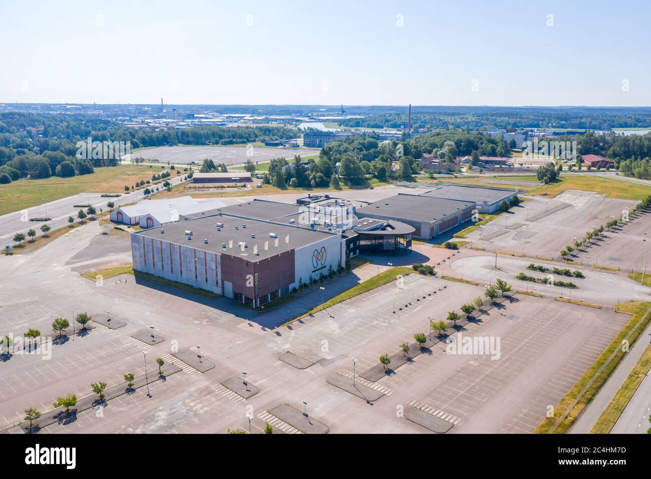 Vista aerea di Turku Expo a Turku, Finlandia in estate Foto Stock