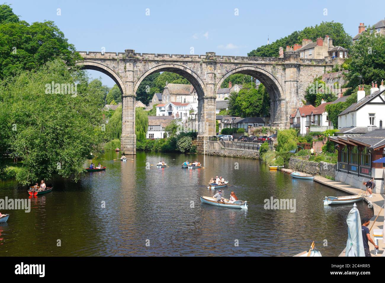 Knaresborough Viaduct & River Nidd nel North Yorkshire Foto Stock