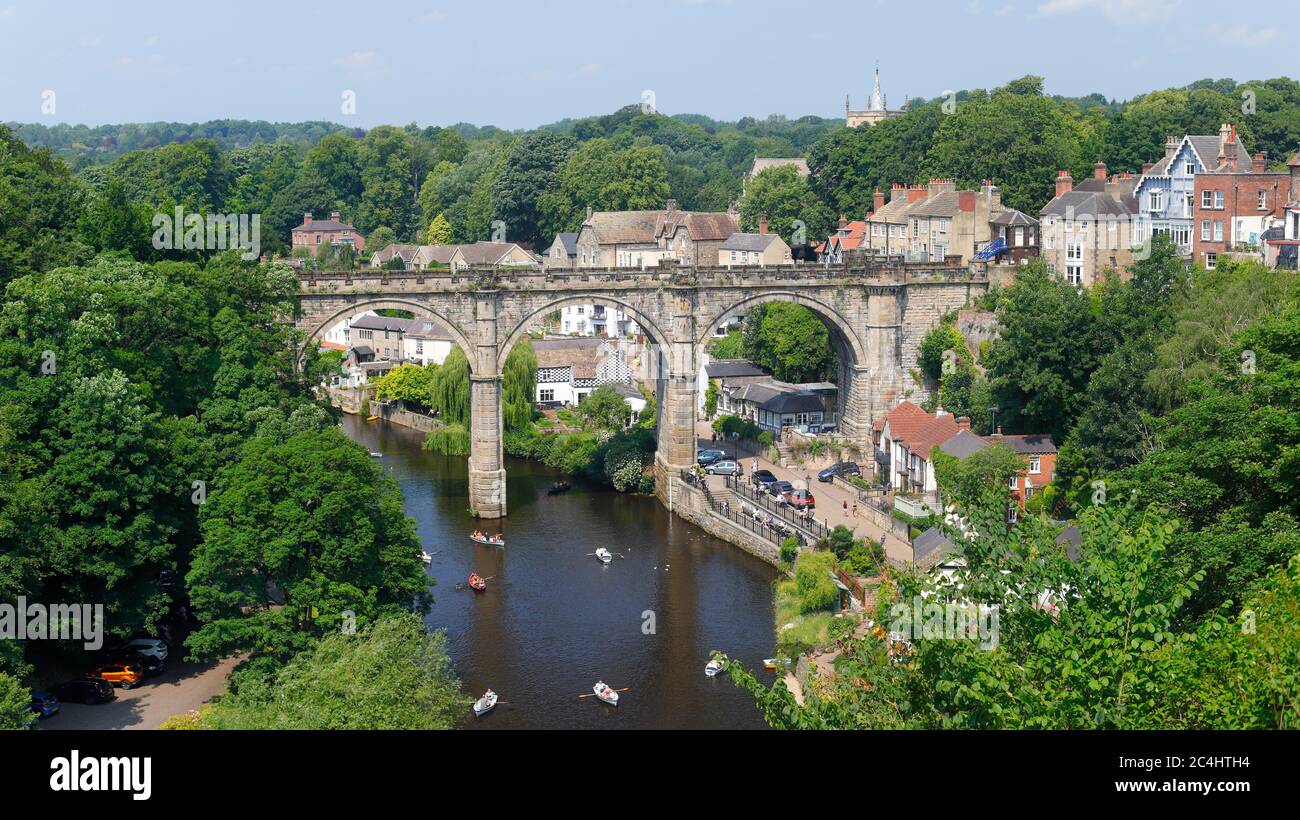 Knaresborough Viaduct & River Nidd nel North Yorkshire Foto Stock