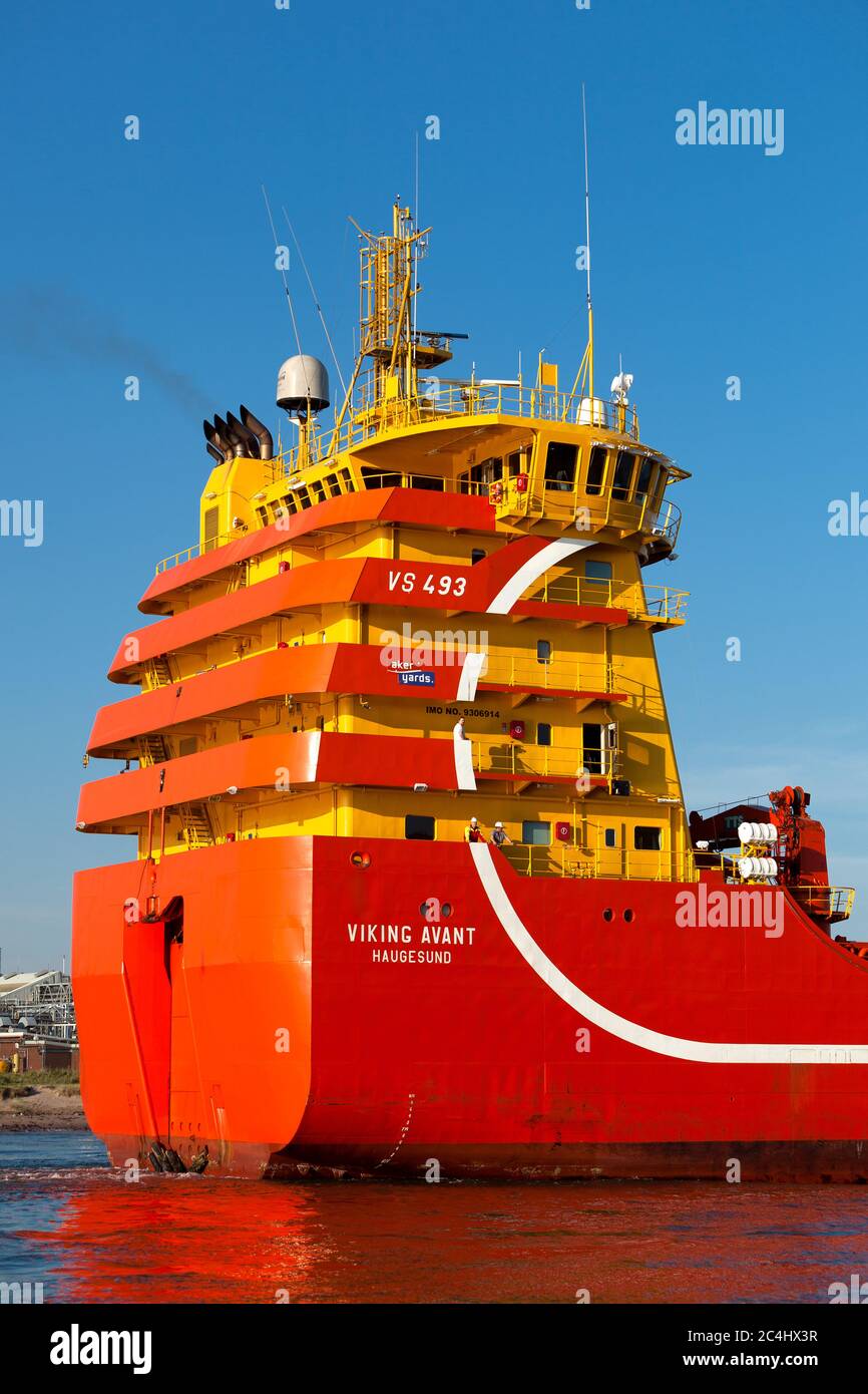 VIKING AVANT è costruito con ponte e motore a poppa, contrariamente a tutte le piattaforme petrolifere precedentemente costruito rifornire navi da Montrose Scozia con su Foto Stock