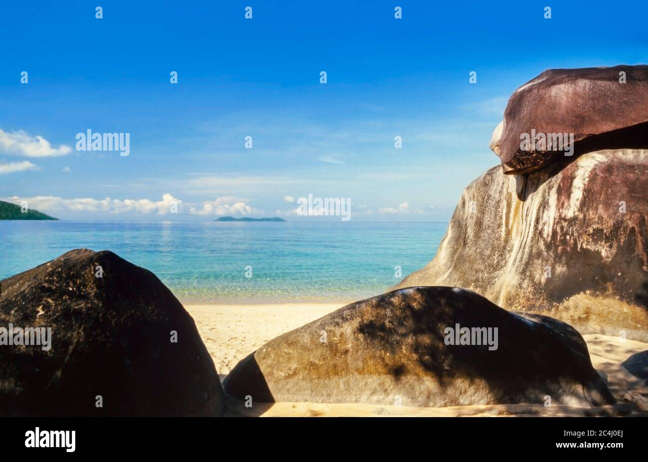 Pulau Tioman (isola) Malesia, spiaggia scena, sole luminoso Foto Stock