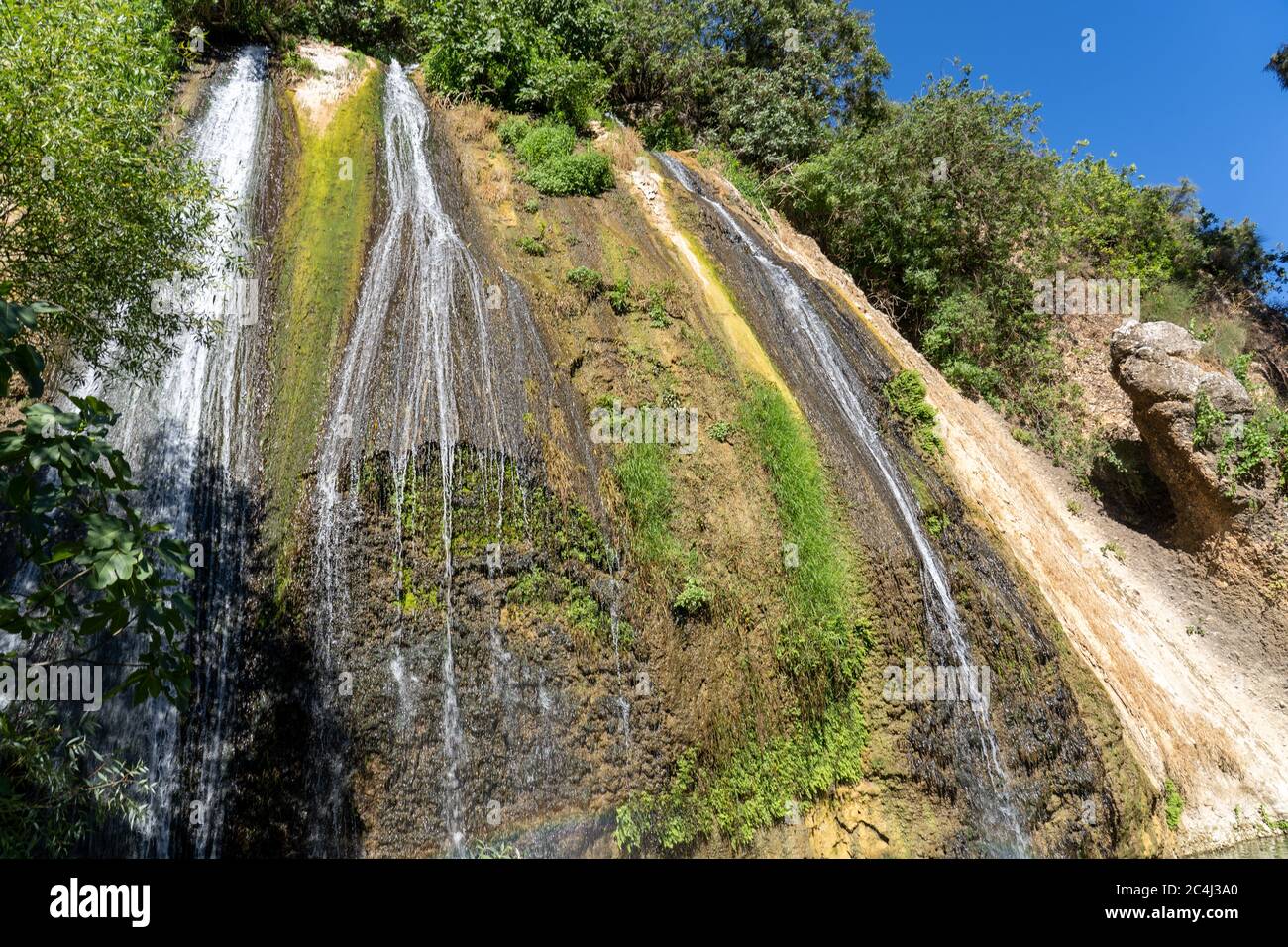 Riserva naturale del torrente Ayun cascata dalle sorgenti del fiume Giordano al confine libanese-israeliano Foto Stock
