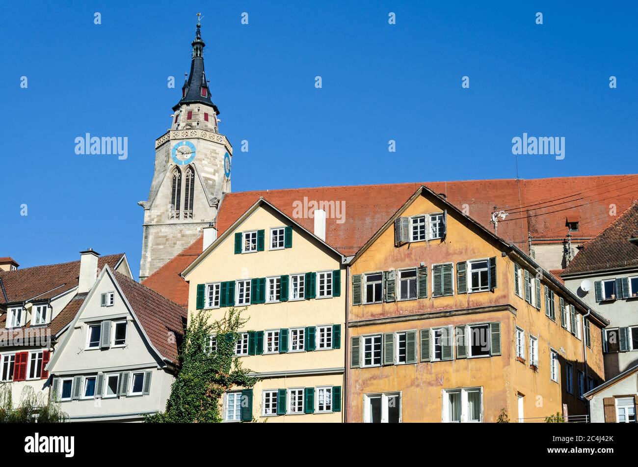 Tipiche case medievali tedesche a Tübingen, nella Germania meridionale Foto Stock