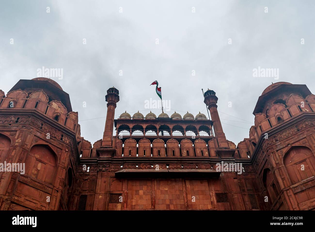 Red Fort, Delhi, India- una vista da una diversa angolazione Foto Stock