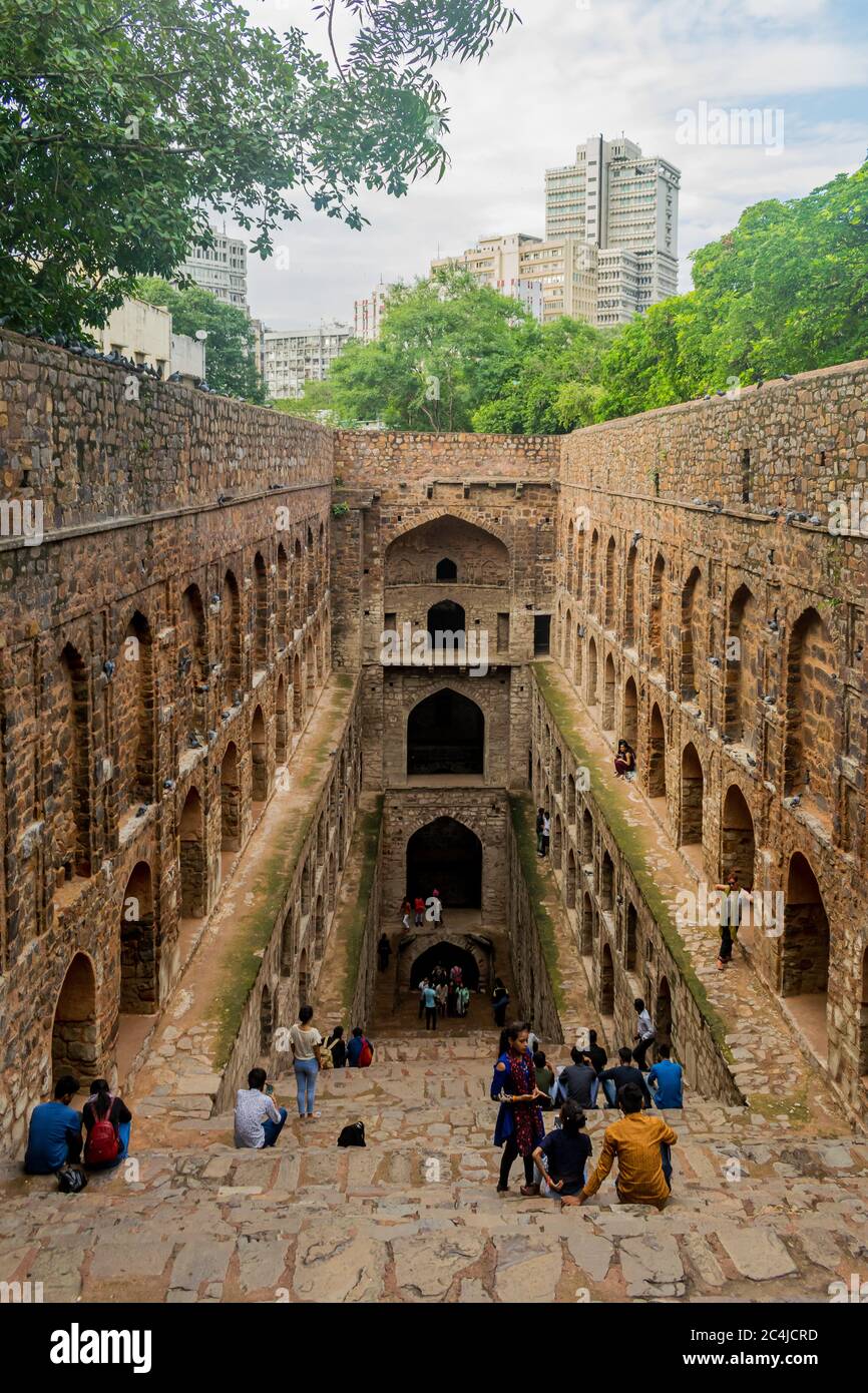 Agrasen ki baoli, Delhi, India; 16-ago-2019; un bel pomeriggio all'Agrasen ki Baoli Foto Stock