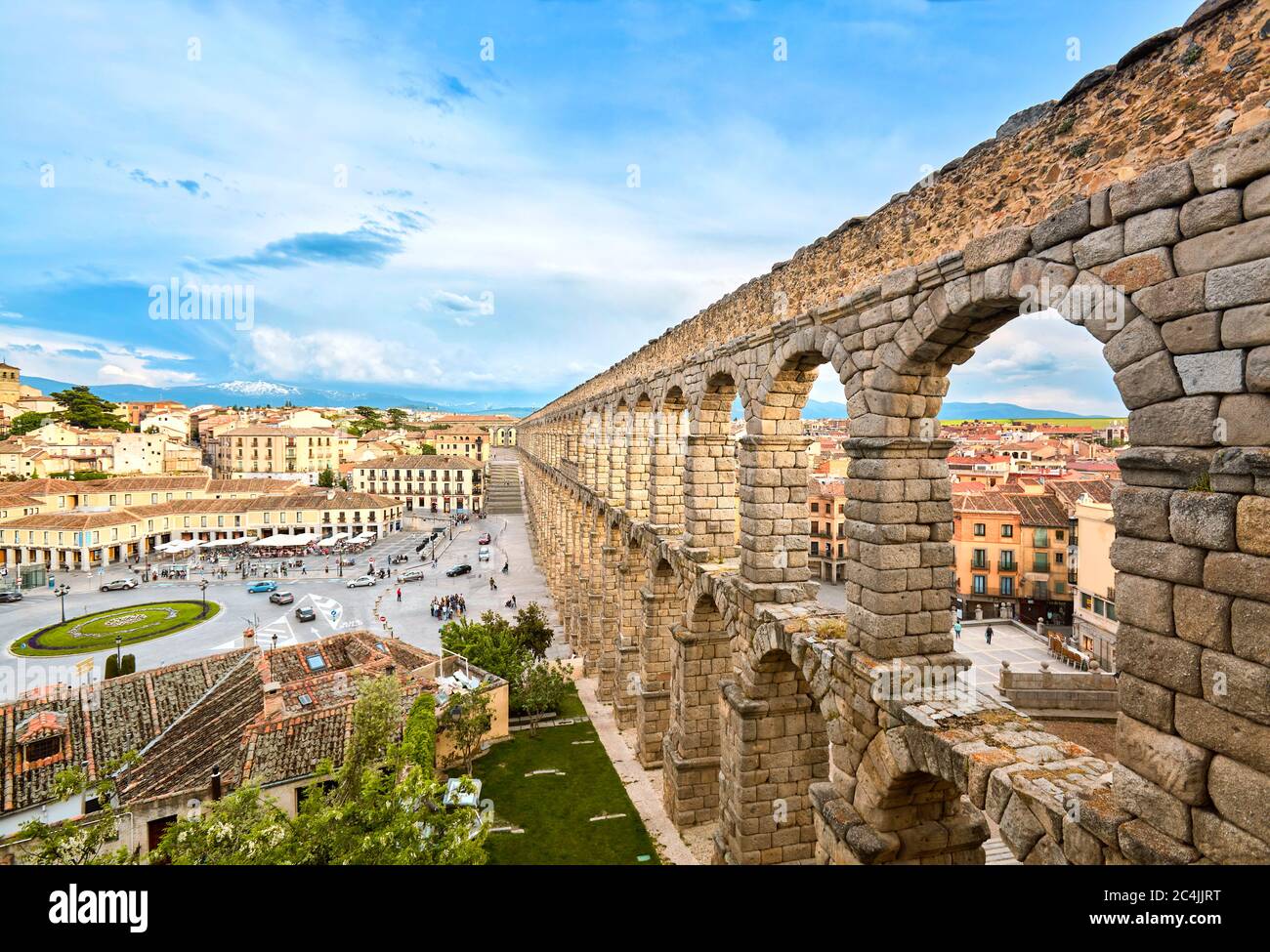 L'acquedotto romano. Sito patrimonio dell'umanità dell'UNESCO. Segovia. Castiglia e Leon. Spagna. Foto Stock