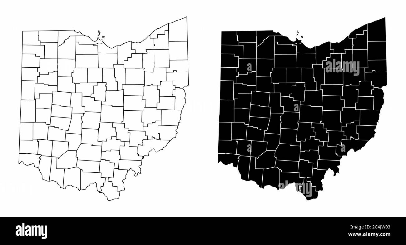 Mappe della contea dell'Ohio Illustrazione Vettoriale