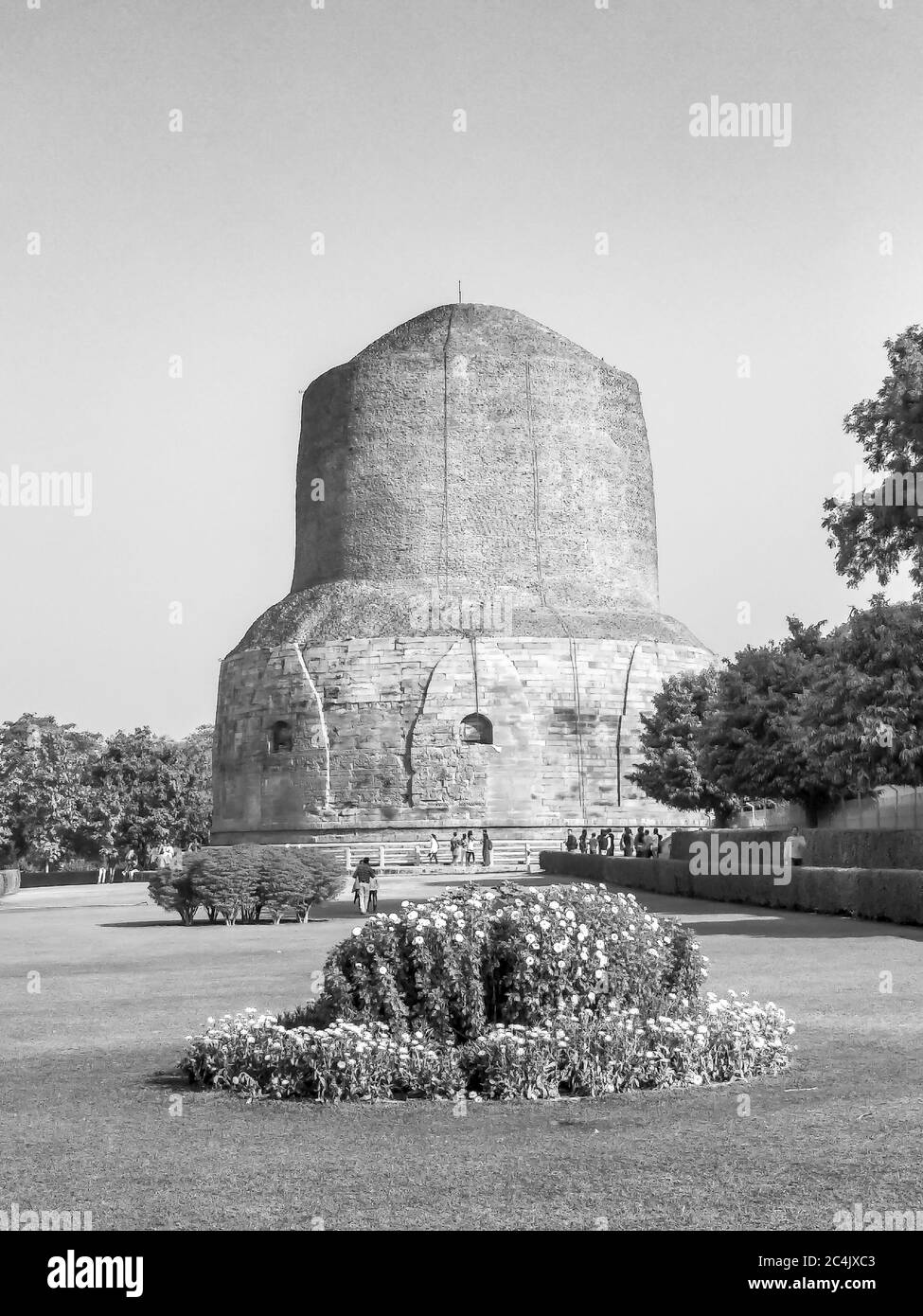 Dhamek Stupa monumento, Sarnath, Varanasi, Uttar Pradesh, India Foto Stock