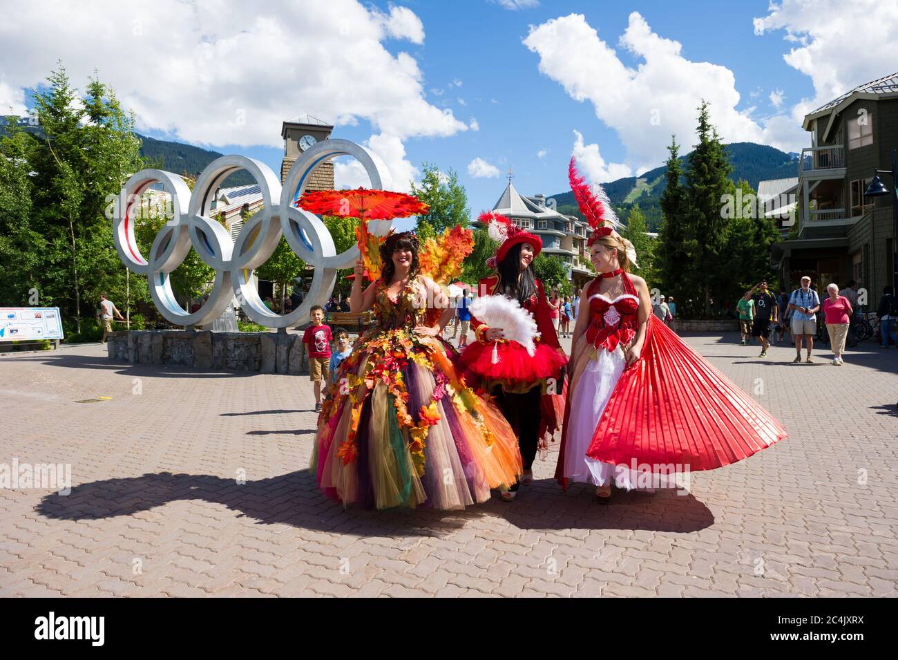 Whistler, BC, Canada: Animazione del villaggio sul weekend lungo del Canada Day – Stock Photo Foto Stock
