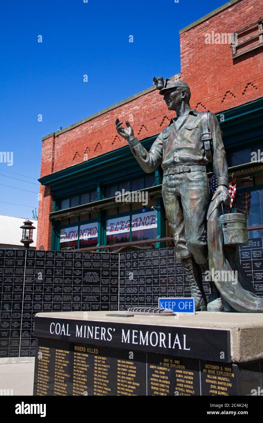 Il monumento ai minatori di carbone, la storica Roslyn, Washington state, Stati Uniti Foto Stock