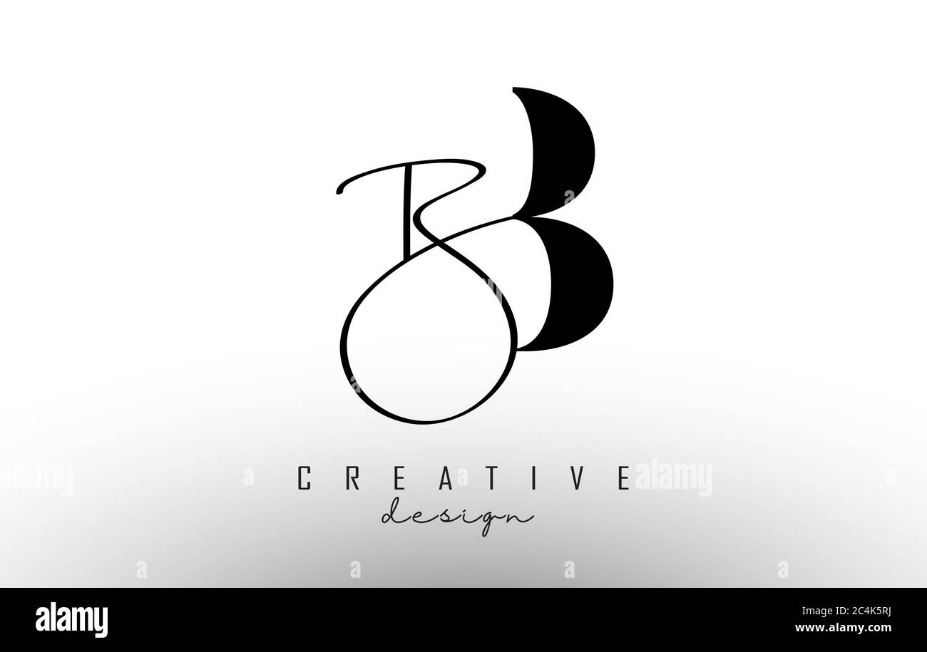 Letters BB B Logo dal design minimalista e lettera scritta a mano. Icona BB semplice. Illustrazione di Creative Vector con lettera B. Illustrazione Vettoriale
