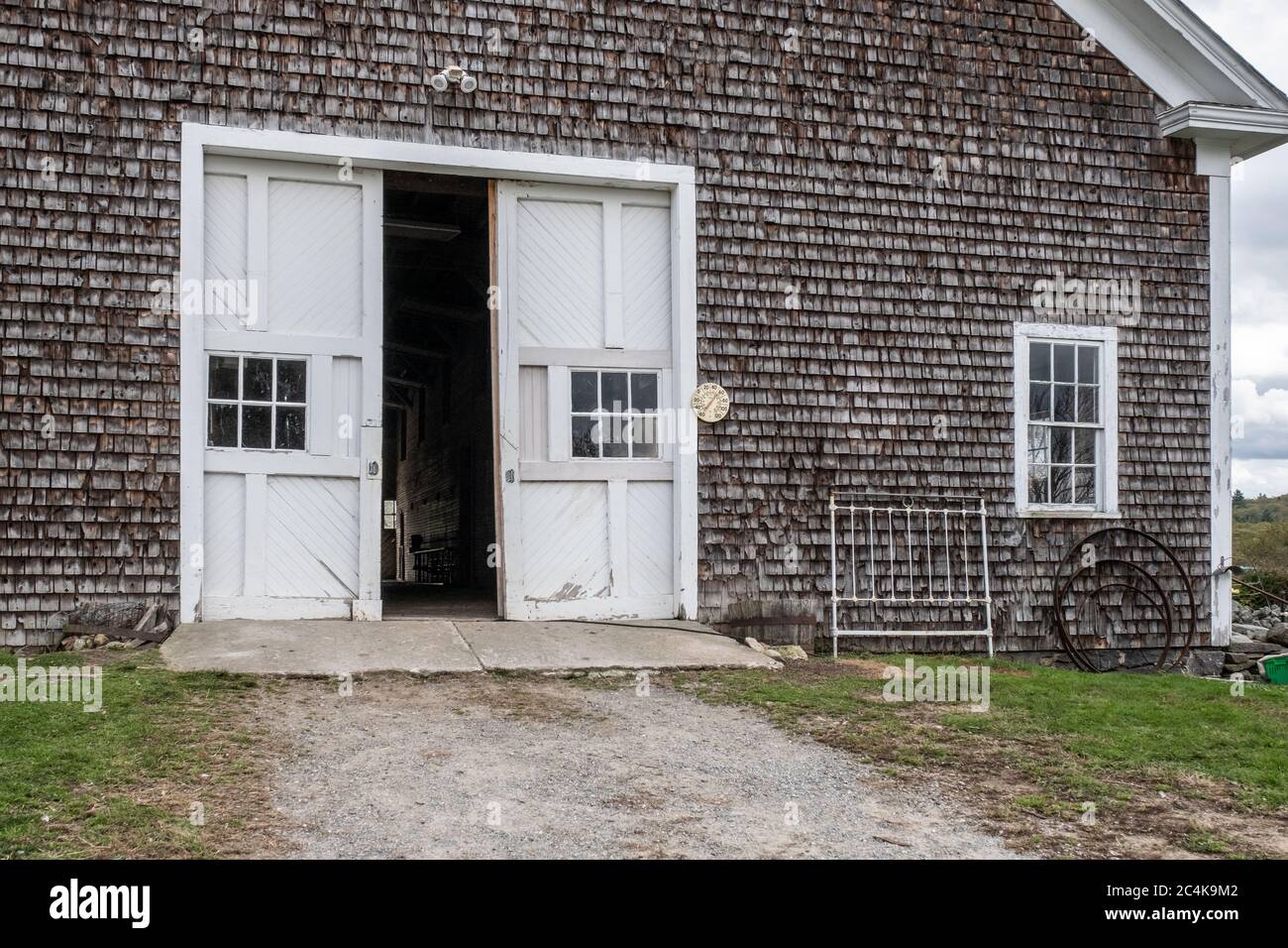 Un vecchio fienile in una fattoria in Massachusetts Foto Stock