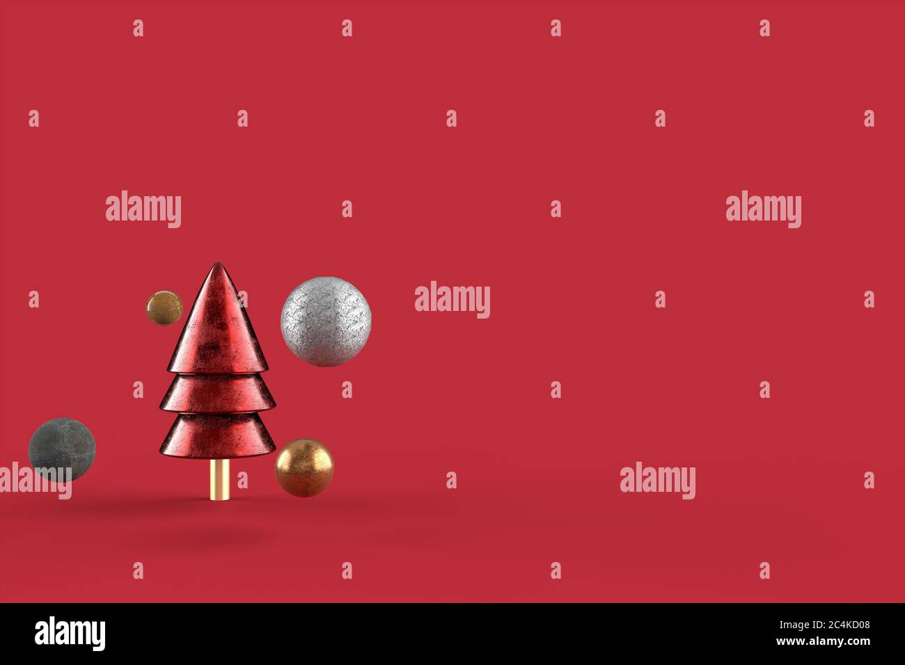 Albero di Natale carta da parati minimalista . rendering 3d . illustrazione 3d. Buon Natale concetto Foto Stock
