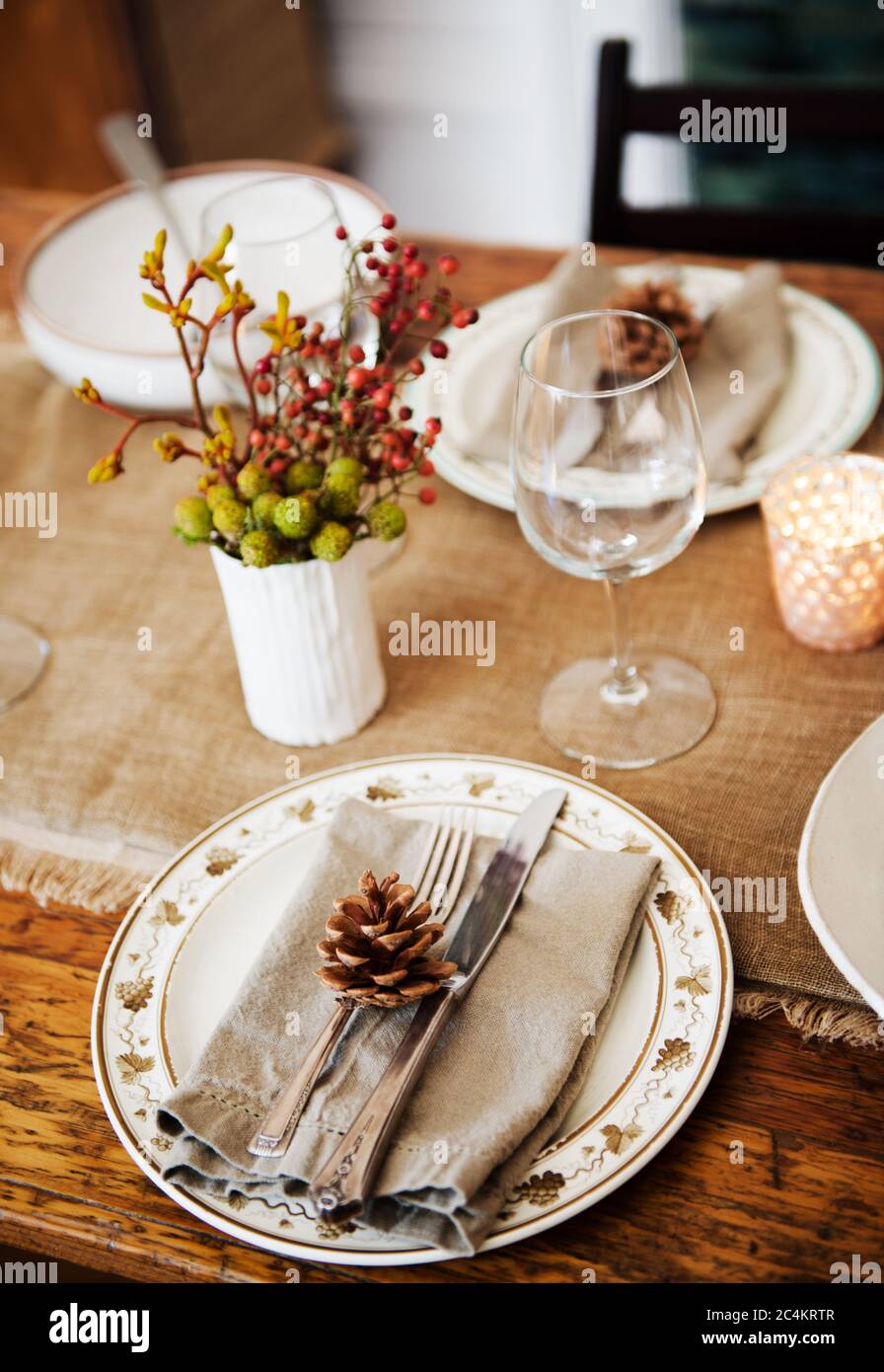 Autunno Impostazione tabella Foto Stock