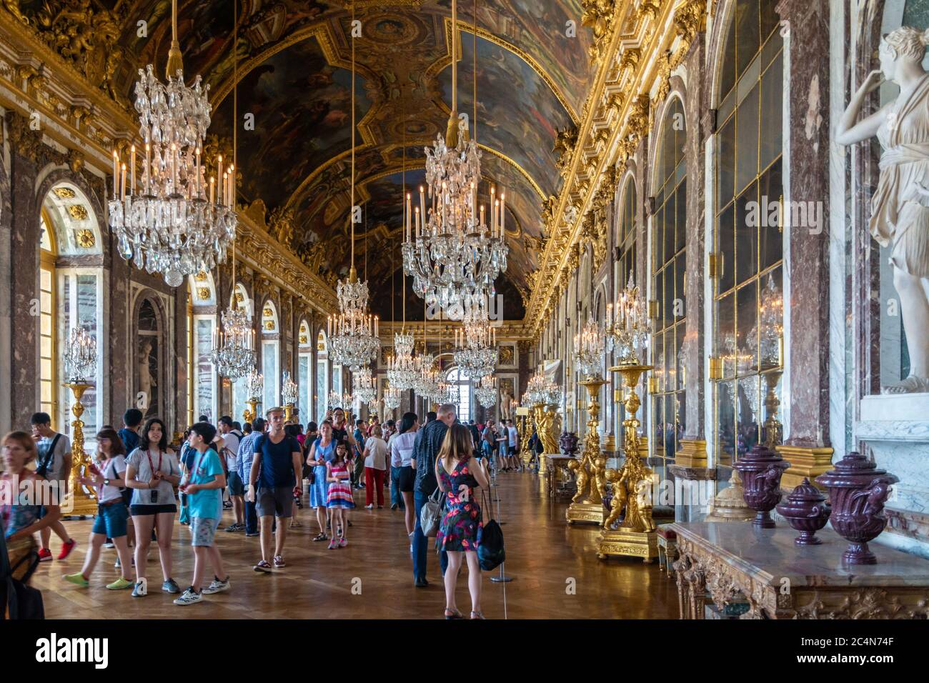Sala degli specchi a Versailles Foto Stock