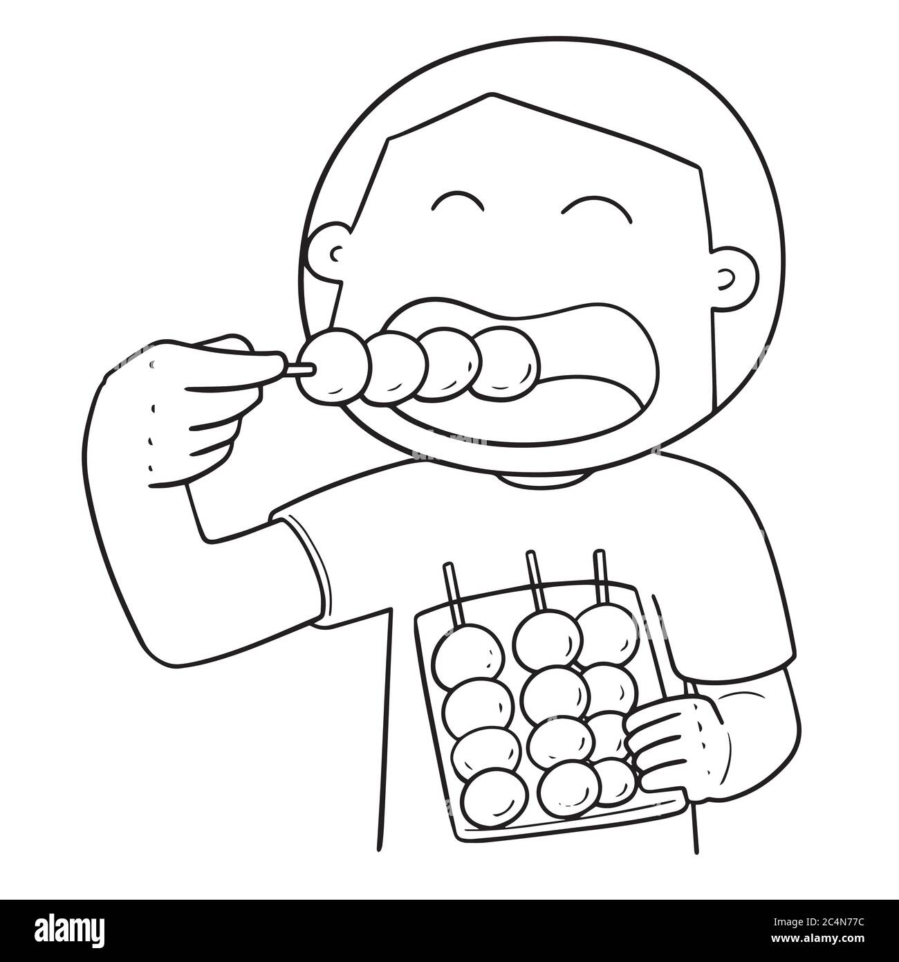 vettore di uomo che mangia meatball Illustrazione Vettoriale