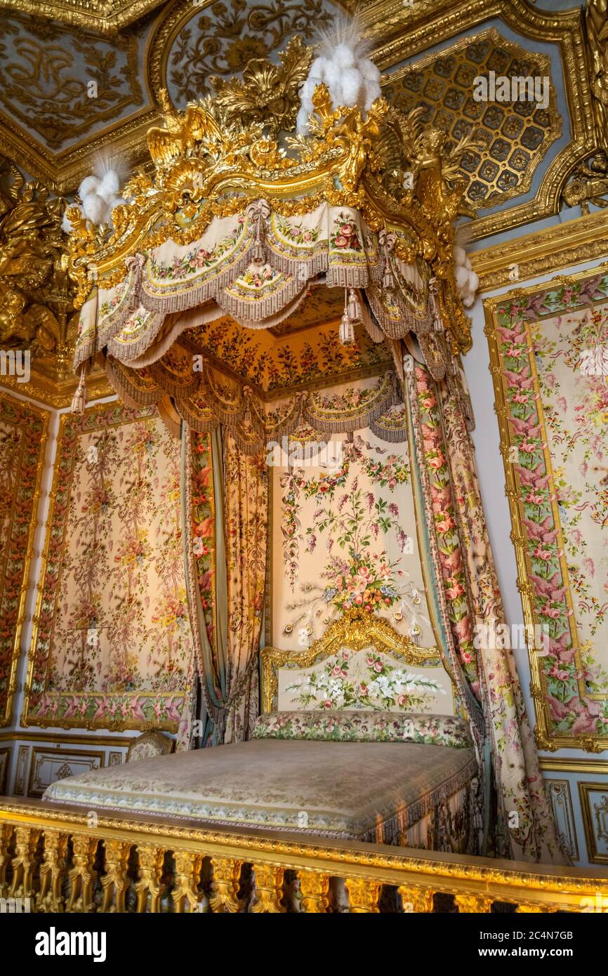 Camera da letto di Maria Antonietta a Versailles Foto Stock