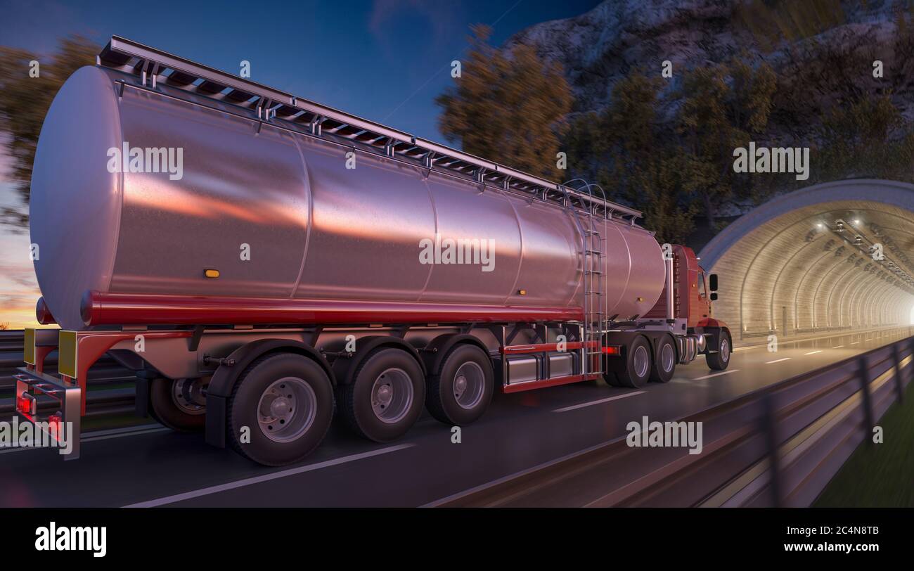 I carrelli commerciali si spostano attraverso tunnel affiancati rendering 3D Foto Stock