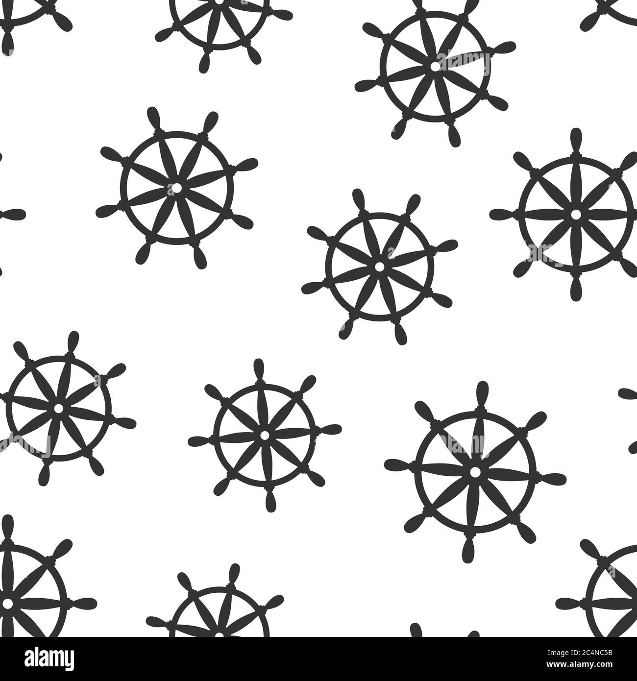 Icona della ruota di comando in stile piatto. Illustrazione del vettore di navigazione su sfondo bianco isolato. Concetto aziendale di modello senza soluzione di continuità per la spedizione. Illustrazione Vettoriale