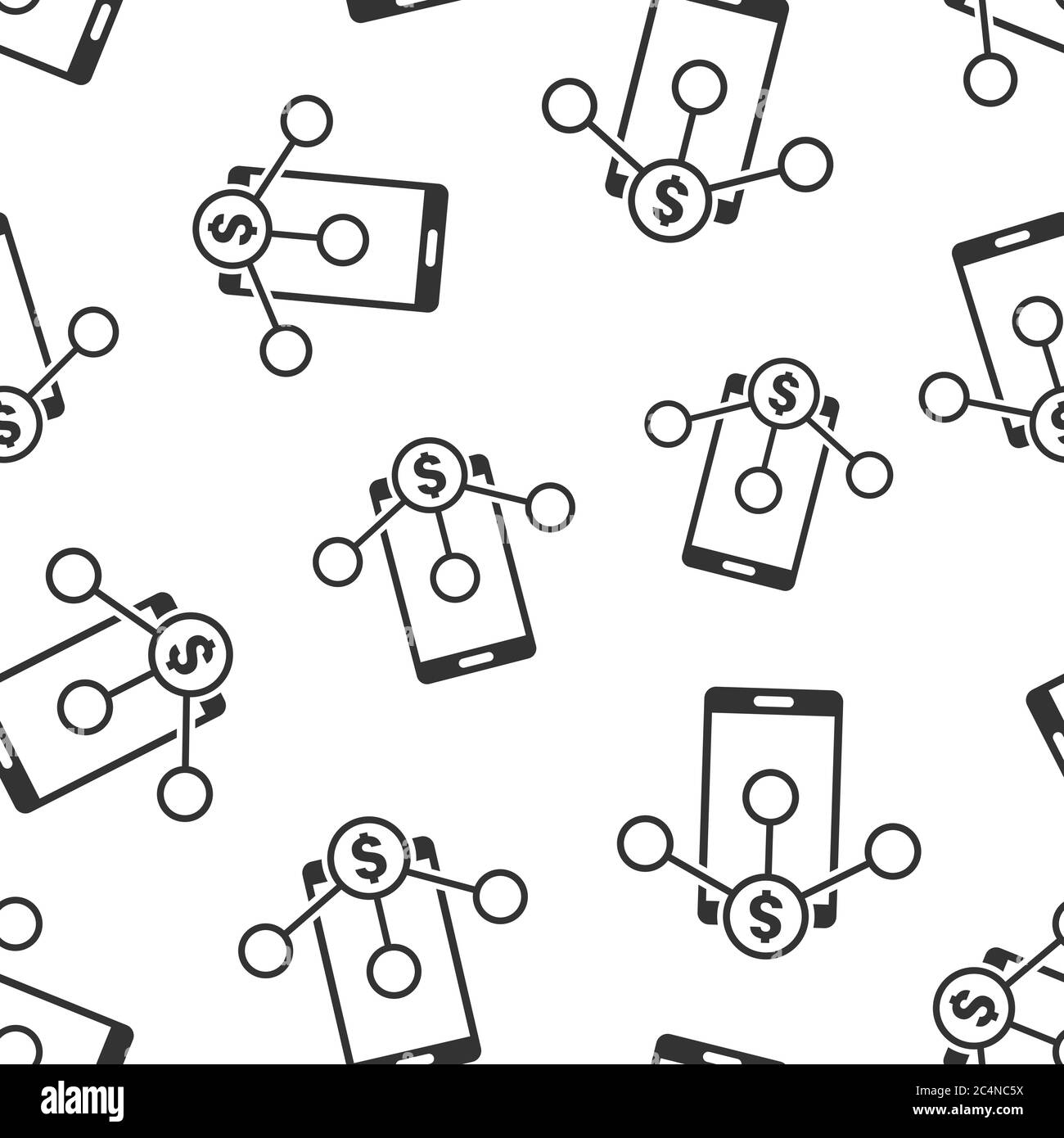 Icona dei servizi di pagamento in stile appartamento. Illustrazione vettoriale per l'invio di denaro su sfondo bianco isolato. Transazioni smartphone con modello di business senza soluzione di continuità Illustrazione Vettoriale