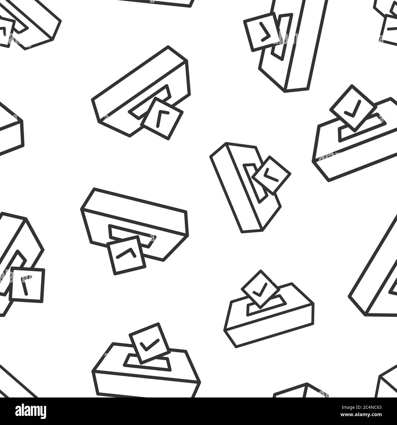 Icona di voto in stile piatto. Illustrazione vettoriale della casella di votazione su sfondo bianco isolato. Concetto di business di tipo "seamless pattern" per le Illustrazione Vettoriale