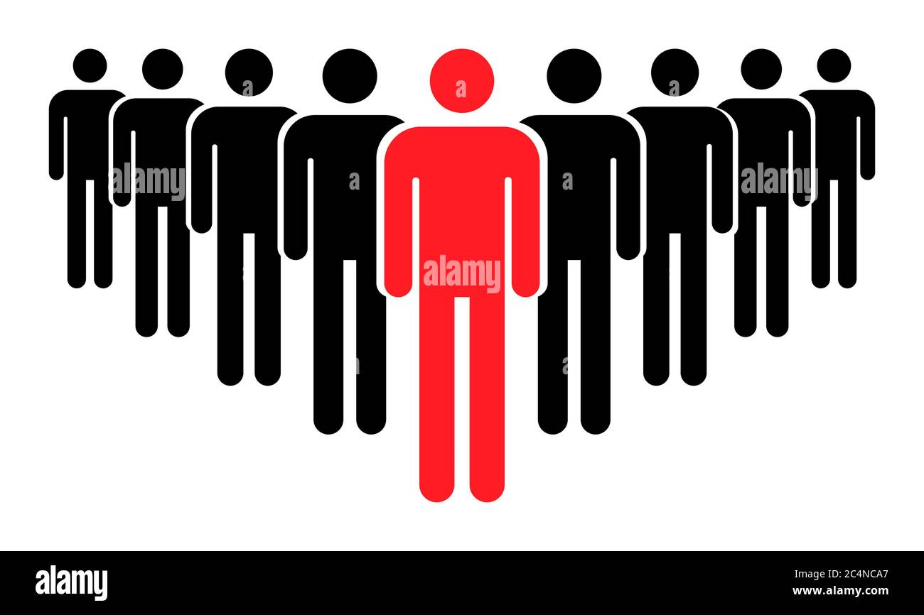 Raggruppamento persone icona piatta isolato su sfondo bianco. Simbolo del lavoro di squadra. Illustrazione del vettore di leadership . Illustrazione Vettoriale