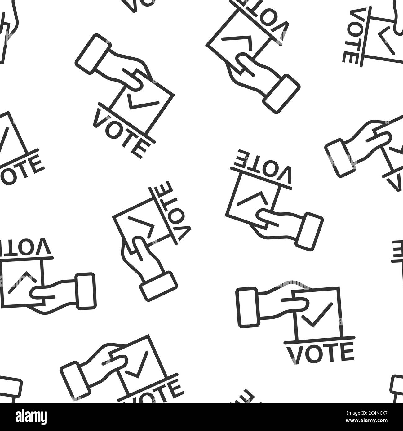Icona di voto in stile piatto. Illustrazione vettoriale della casella di votazione su sfondo bianco isolato. Concetto di business di tipo "seamless pattern" per le Illustrazione Vettoriale