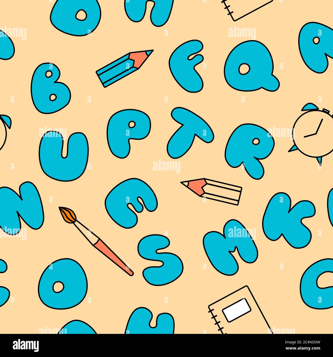 Motivo senza giunture multicolore. Abc. Color Chubby Texture cartoon colorata Illustrazione Vettoriale