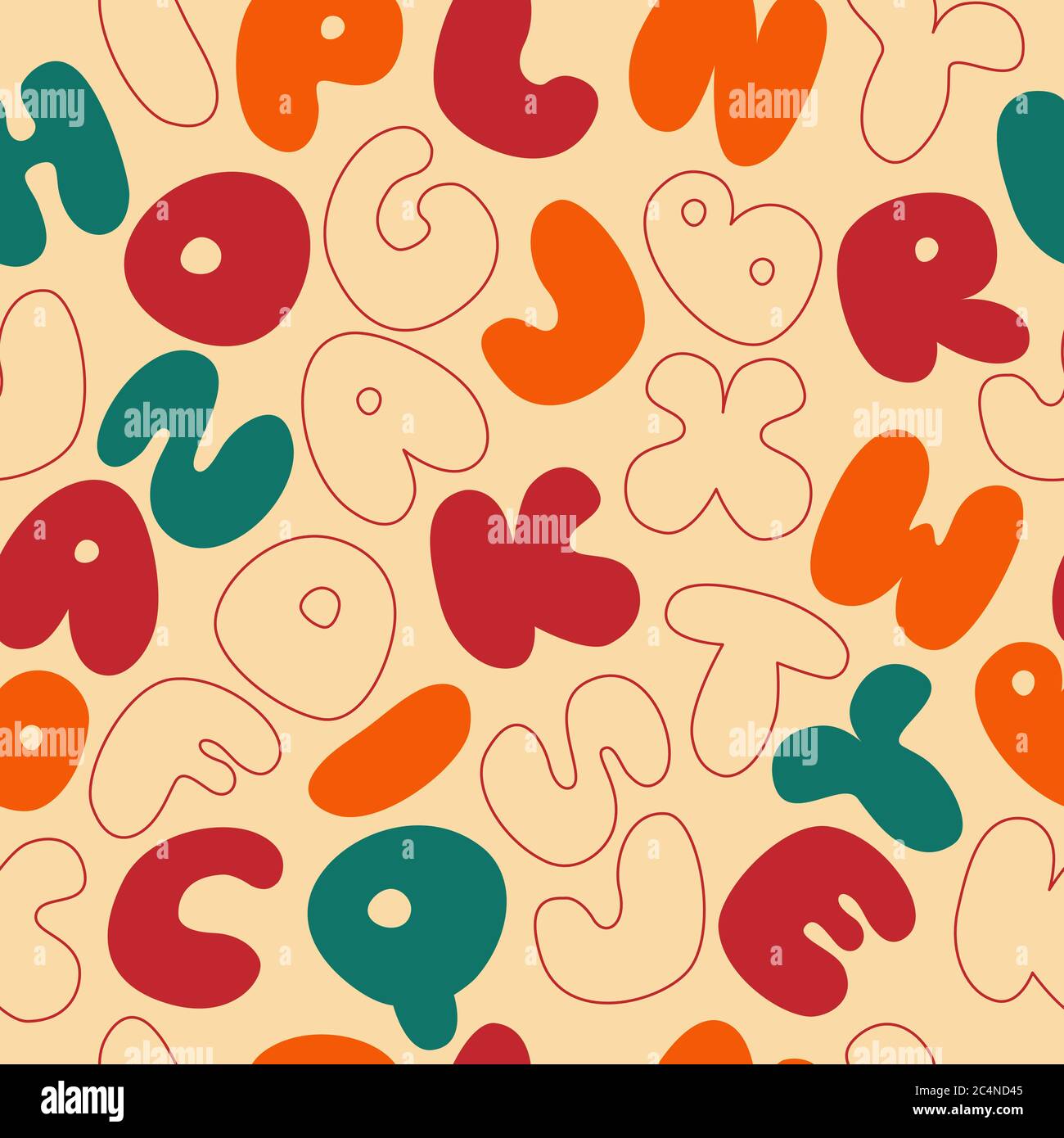 Motivo senza giunture multicolore. Abc. Color Chubby Texture cartoon colorata Illustrazione Vettoriale