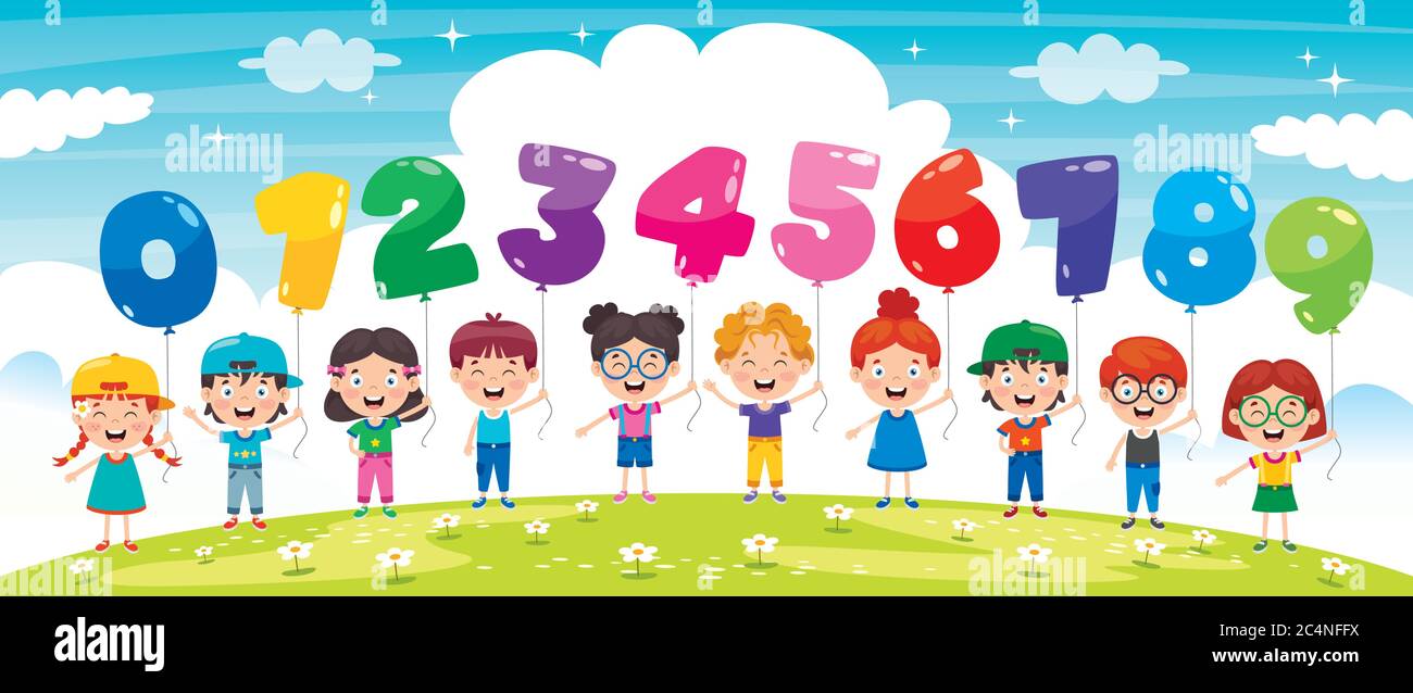 Bambini con palloncini colorati Illustrazione Vettoriale