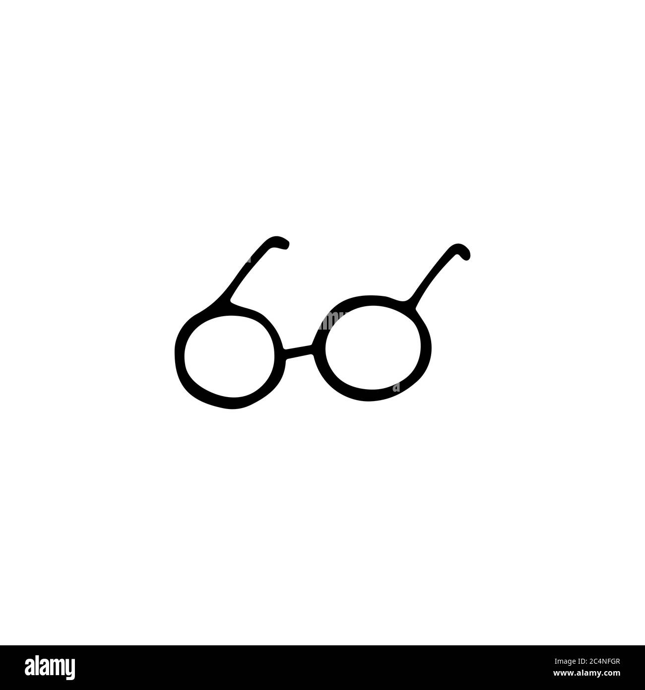 Occhiali icona a forma di dodle disegnata a mano. Occhiali di illustrazione vettoriale per stampa, web, mobile e infografiche isolati su sfondo bianco. Illustrazione Vettoriale