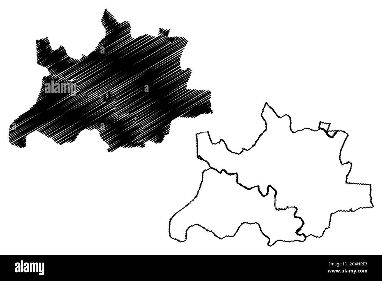 Pimpri-Chinchwad Città (Repubblica dell'India, Stato Maharashtra) mappa vettoriale illustrazione, abbozzare città di Pimpri Chinchwad, mappa di Pune Illustrazione Vettoriale