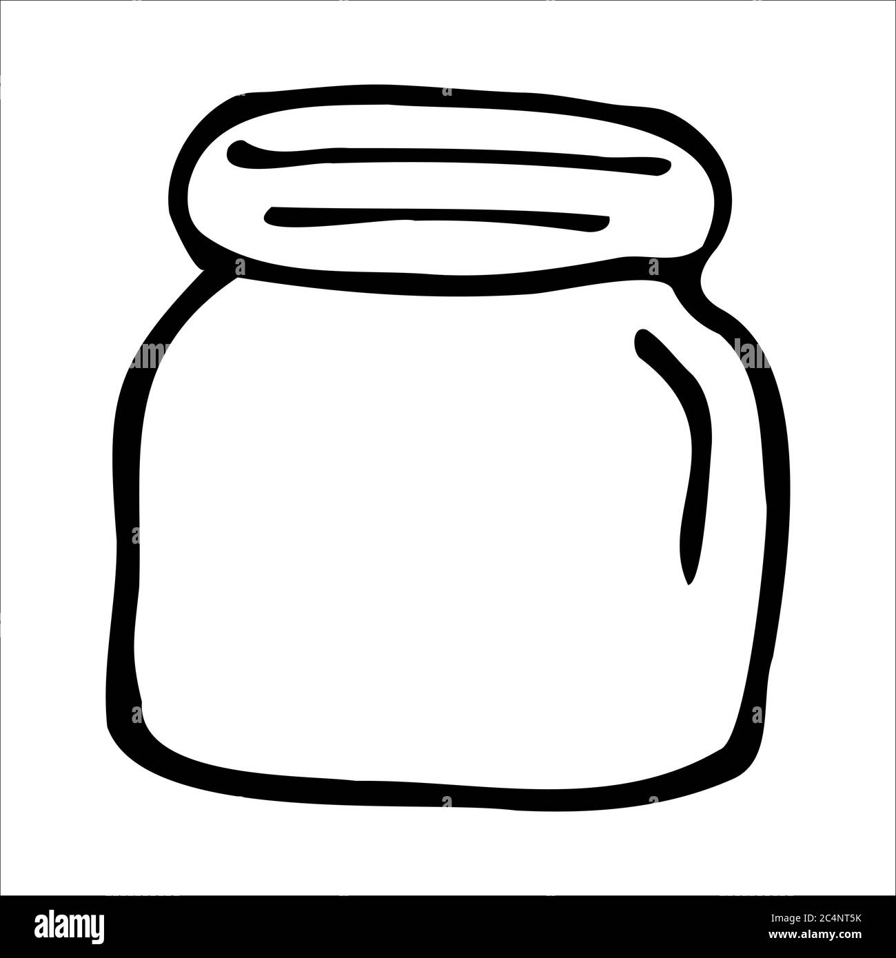 Vaso disegnato a mano. Schizzo del contorno. Oggetti cucina stile doodle. Illustrazione vettoriale isolata su sfondo bianco. Alchimia e vintage. Illustrazione Vettoriale