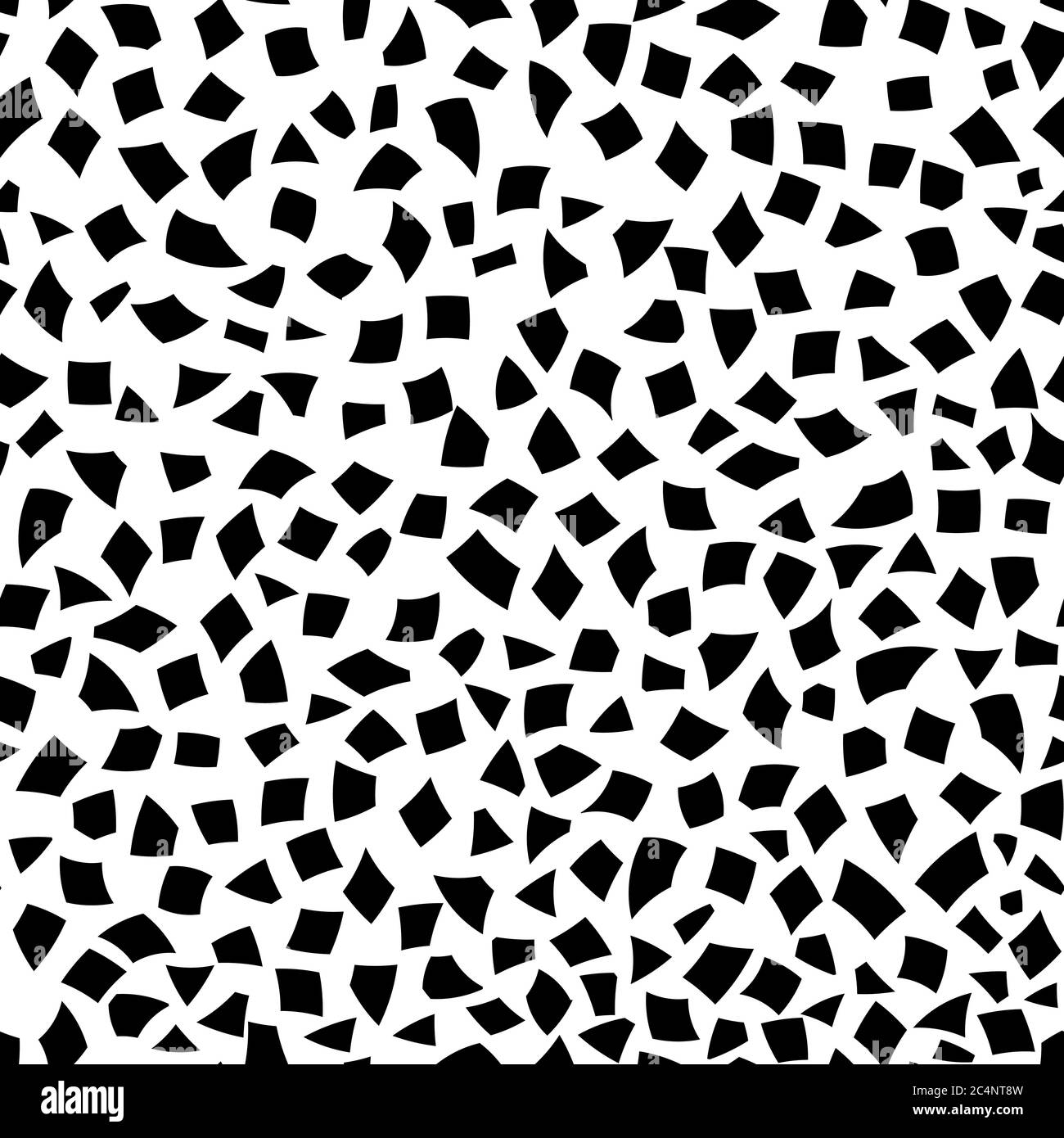 Disegno astratto senza giunture di piccoli pezzi di carta o schegge di ceramiche di diverse dimensioni in bianco e nero Illustrazione Vettoriale