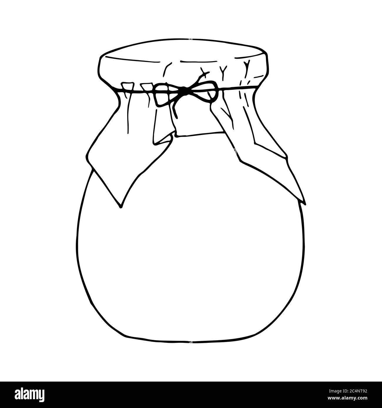 Vaso disegnato a mano. Schizzo del contorno. Oggetti cucina stile doodle. Illustrazione vettoriale isolata su sfondo bianco. Alchimia e vintage. Illustrazione Vettoriale