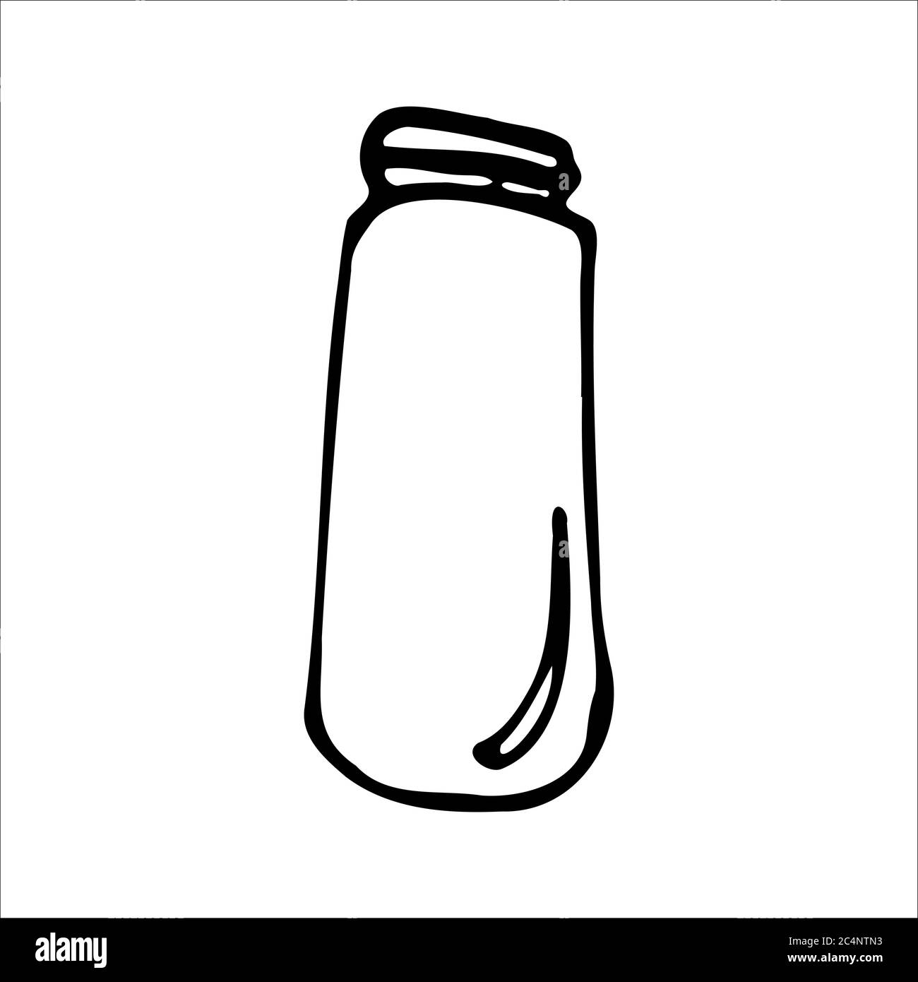 Vaso disegnato a mano. Schizzo del contorno. Oggetti cucina stile doodle. Illustrazione vettoriale isolata su sfondo bianco. Alchimia e vintage. Illustrazione Vettoriale