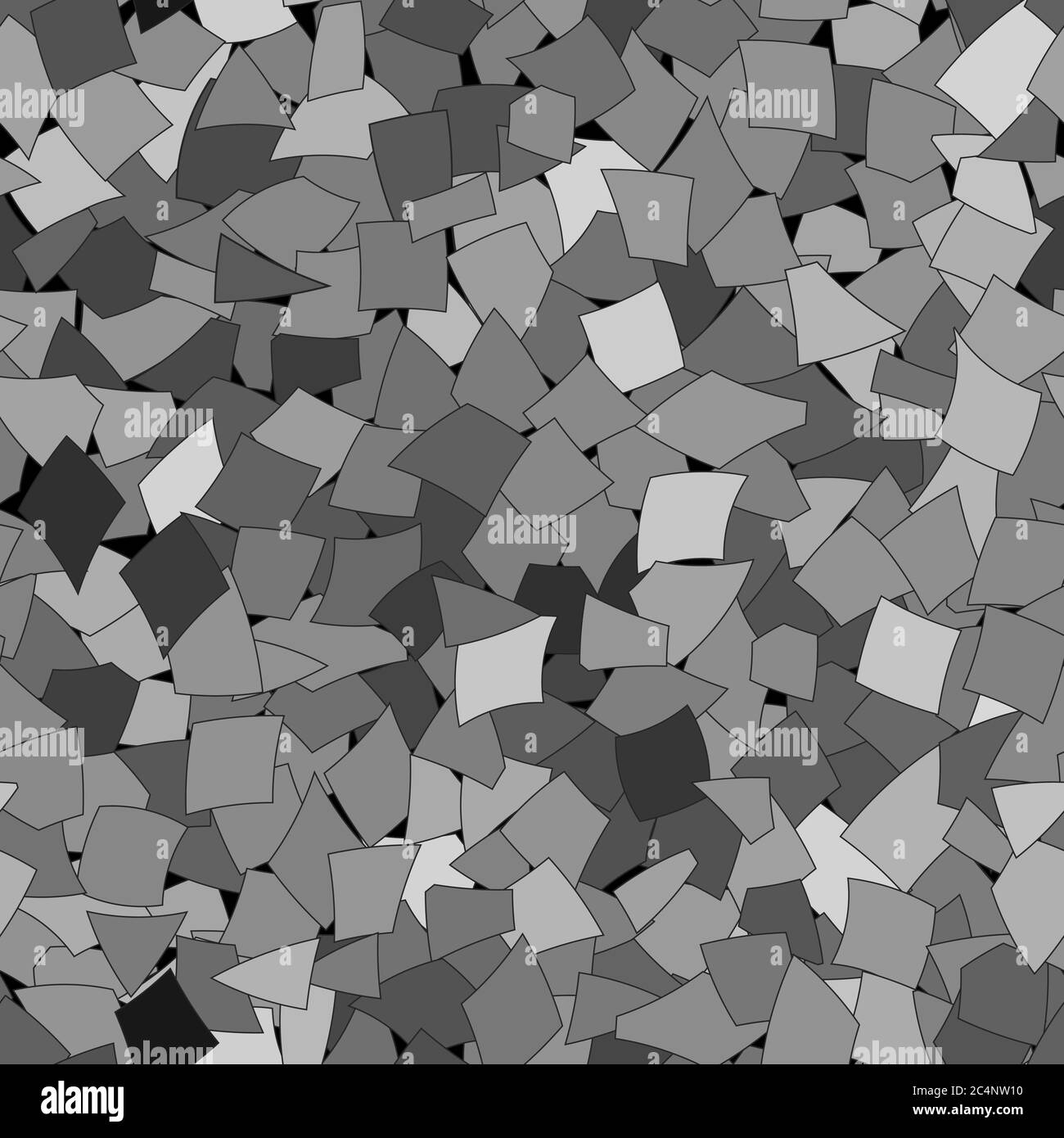 Disegno astratto senza giunture di grandi pezzi di carta di diverse dimensioni in nero e grigio Illustrazione Vettoriale