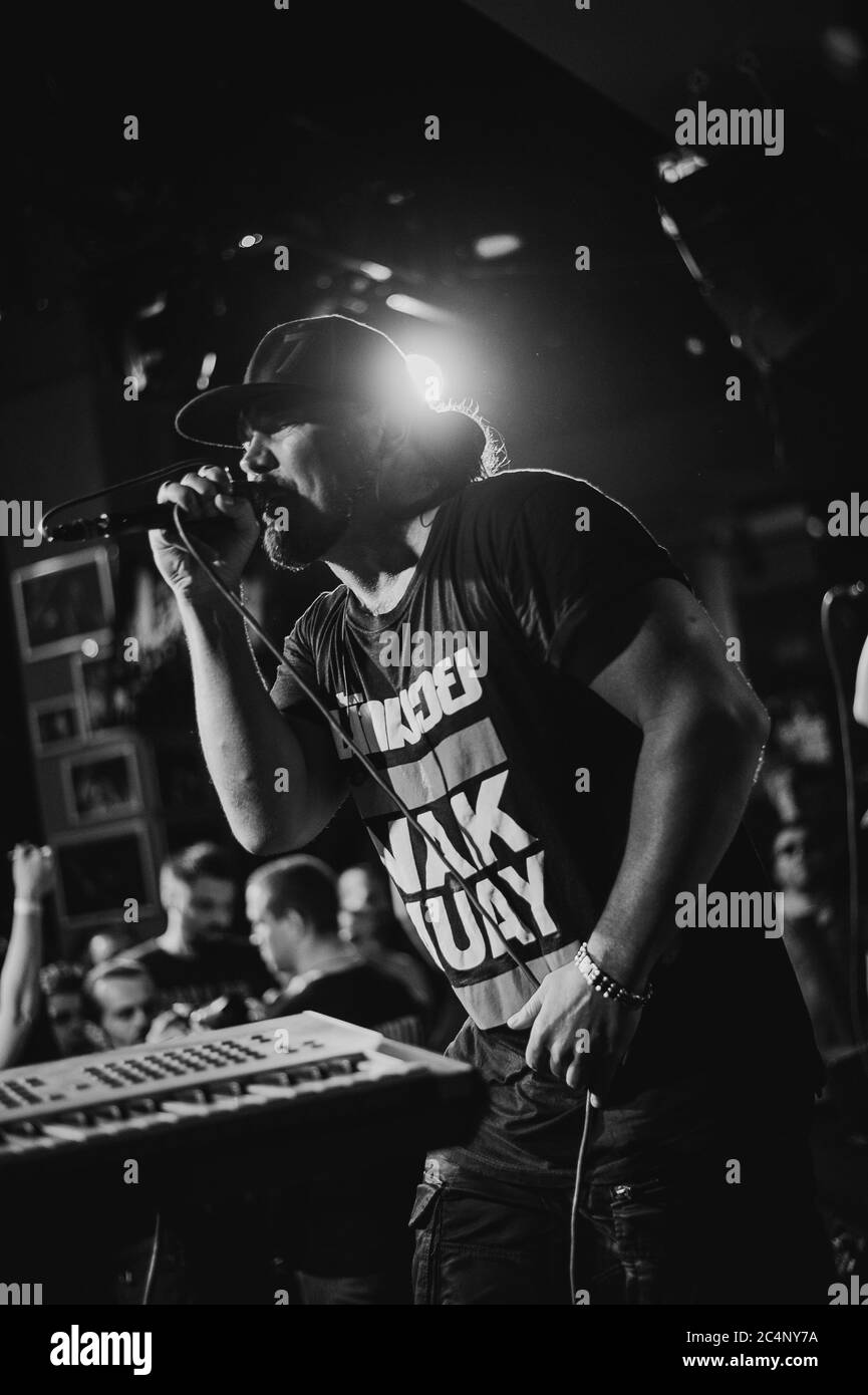 KHARKIV, UCRAINA - 11 APRILE 2019: Fagot, cantante del gruppo rap TNMK Foto Stock