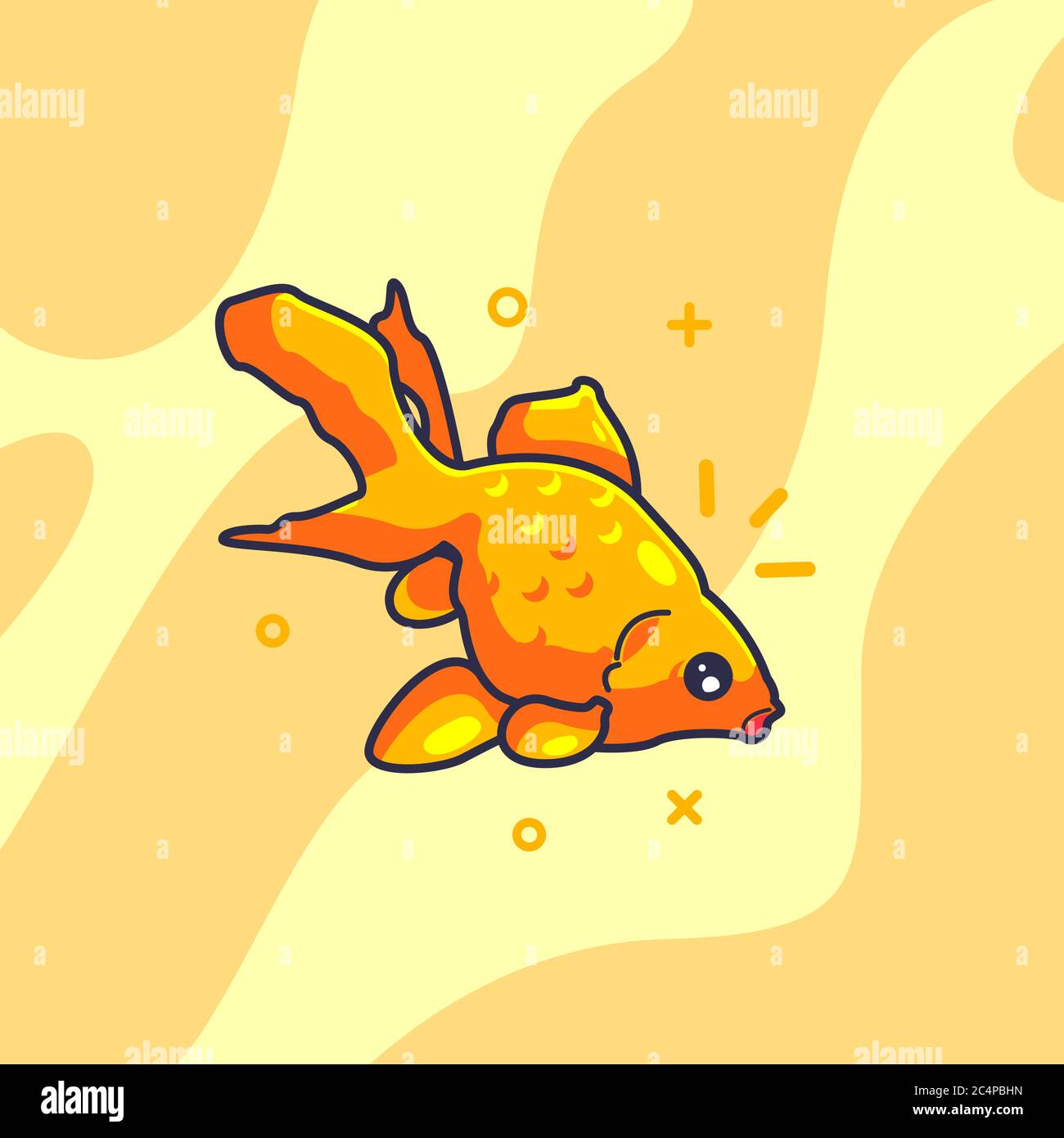 illustrazione vettoriale di goldfish. stile di cartoon piatto Illustrazione Vettoriale