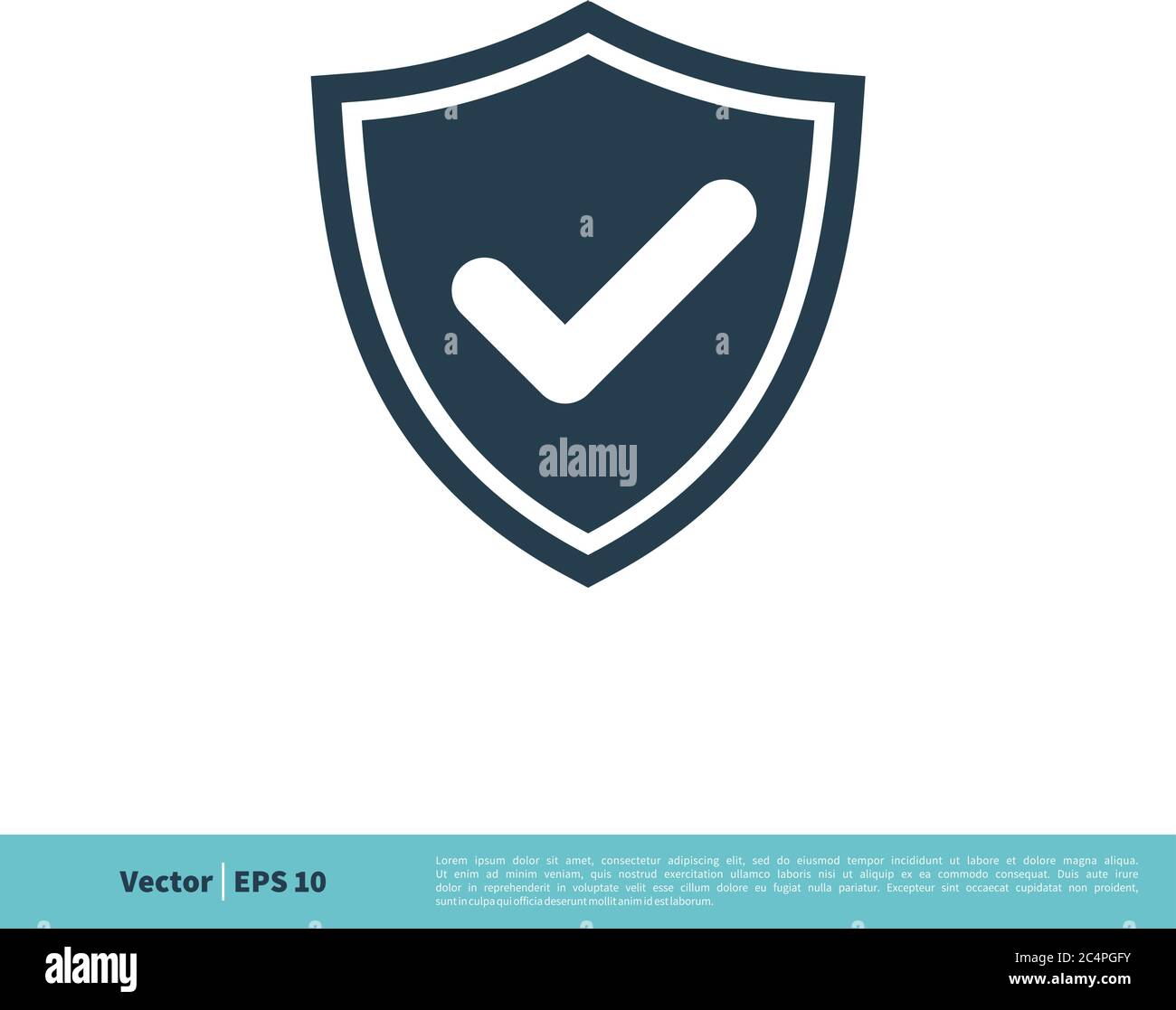 Disegno dell'illustrazione del modello del logo vettore dell'icona protetta Shield. EPS vettoriale 10. Illustrazione Vettoriale