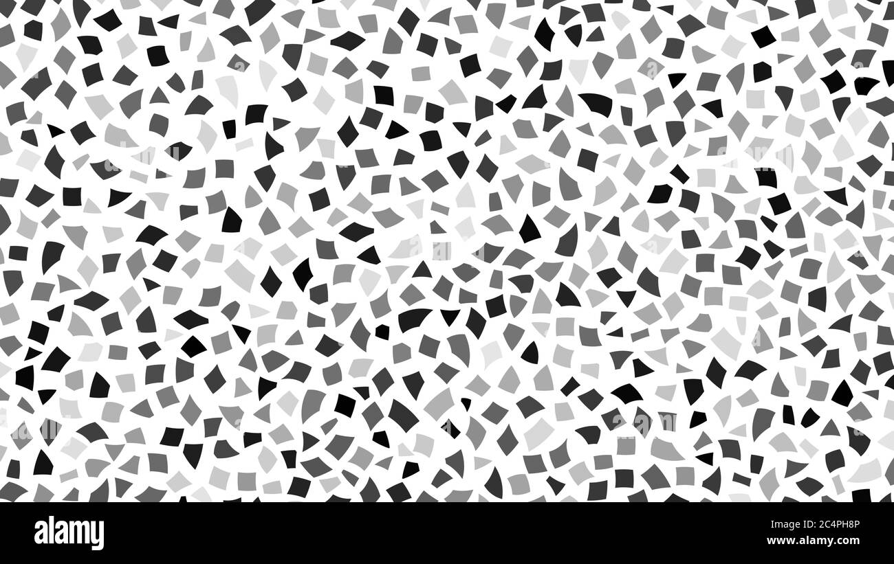 Sfondo astratto di piccoli pezzi di carta nera e grigia o schegge di ceramica su sfondo bianco Illustrazione Vettoriale