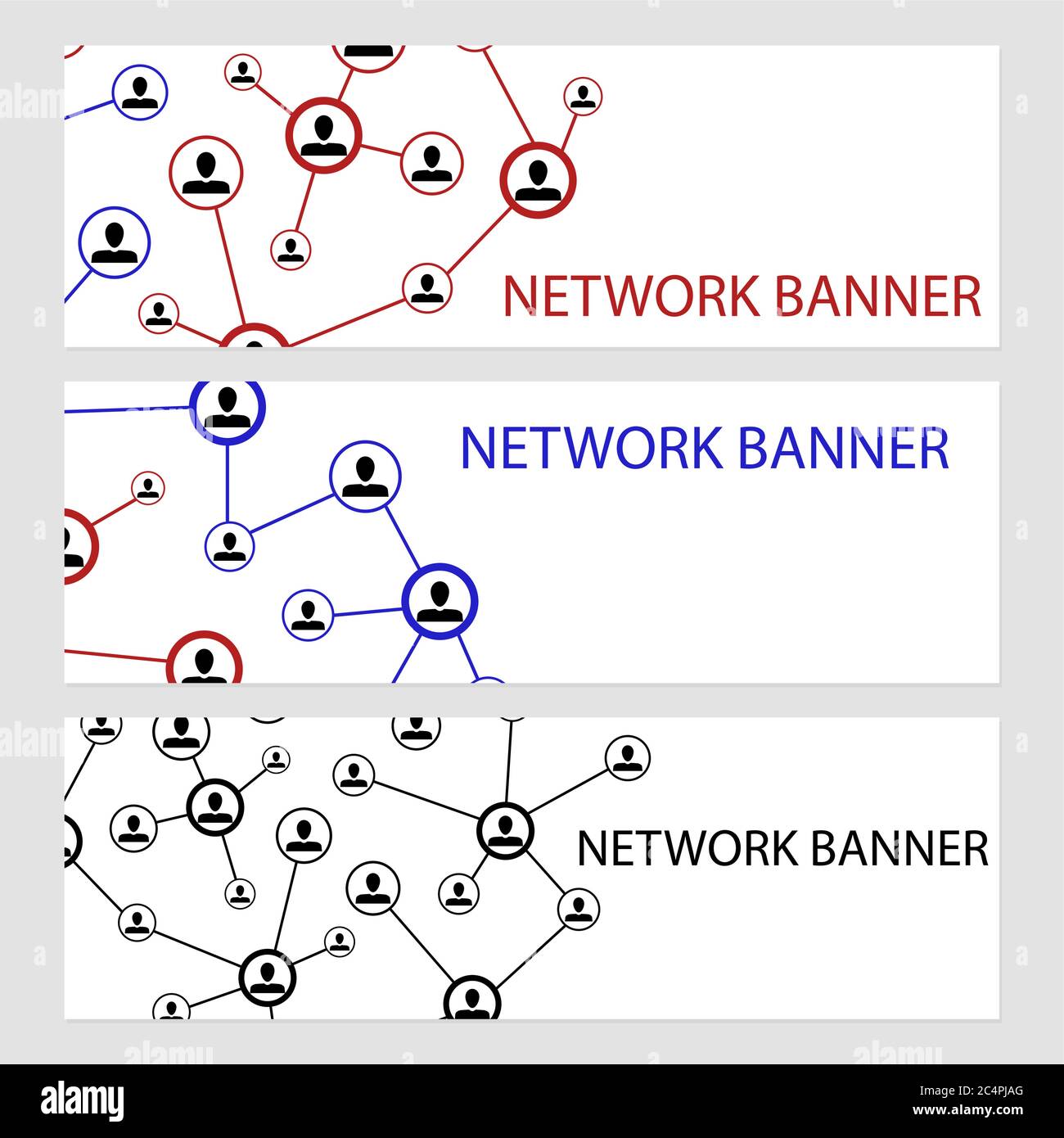 Schede di rete con posto per il testo. Rete di informazioni aziendali, banner wireframe di punti di rete. Illustrazione vettoriale Illustrazione Vettoriale