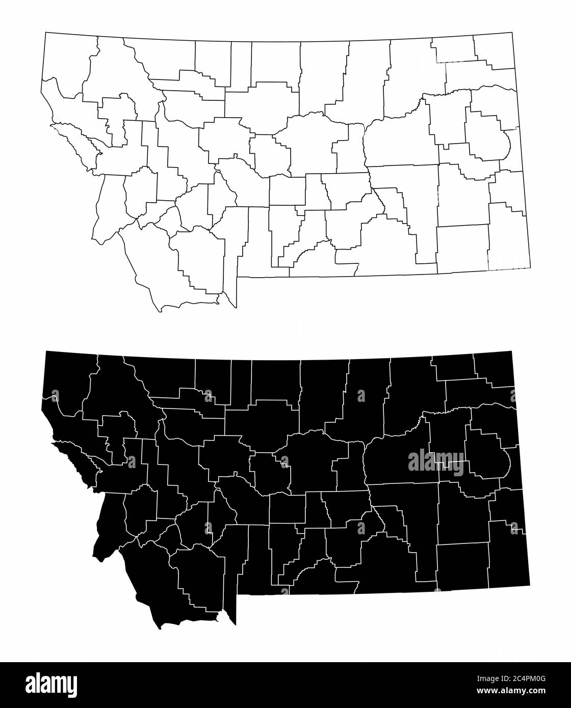 Mappe della contea del Montana Illustrazione Vettoriale