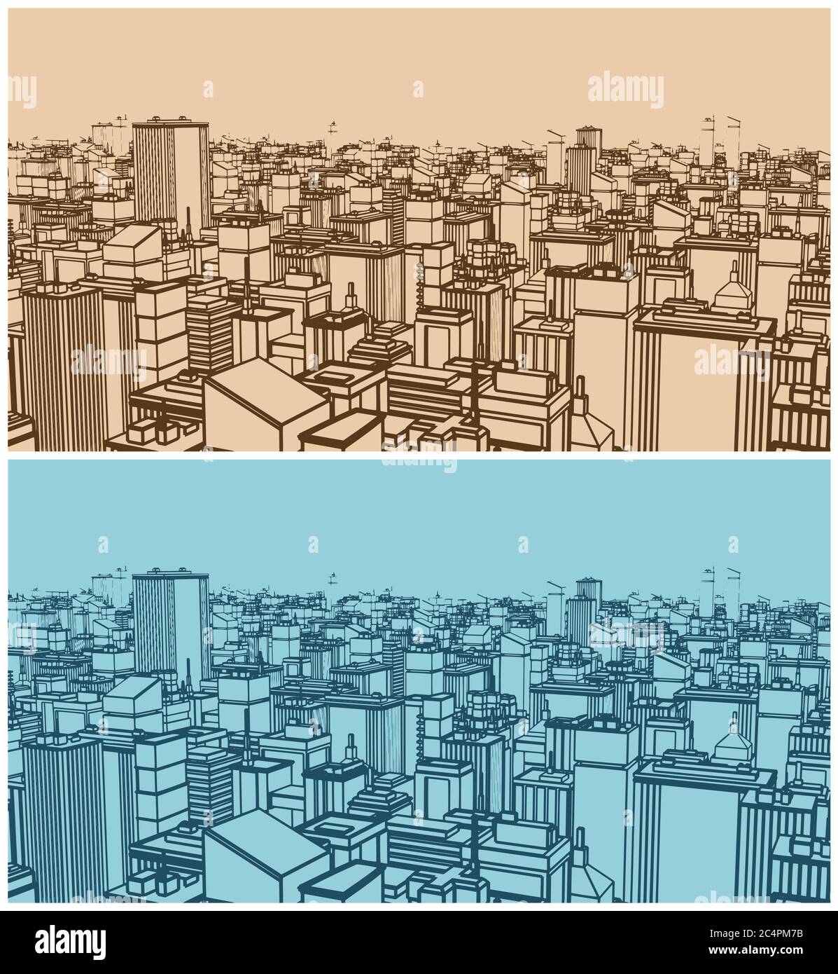 Disegno vettoriale stilizzato di una grande città con edifici moderni in 3D View Illustrazione Vettoriale
