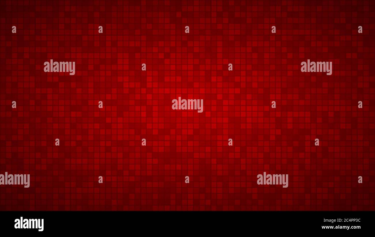 Sfondo astratto di quadrati o pixel molto piccoli in rosso. Illustrazione Vettoriale