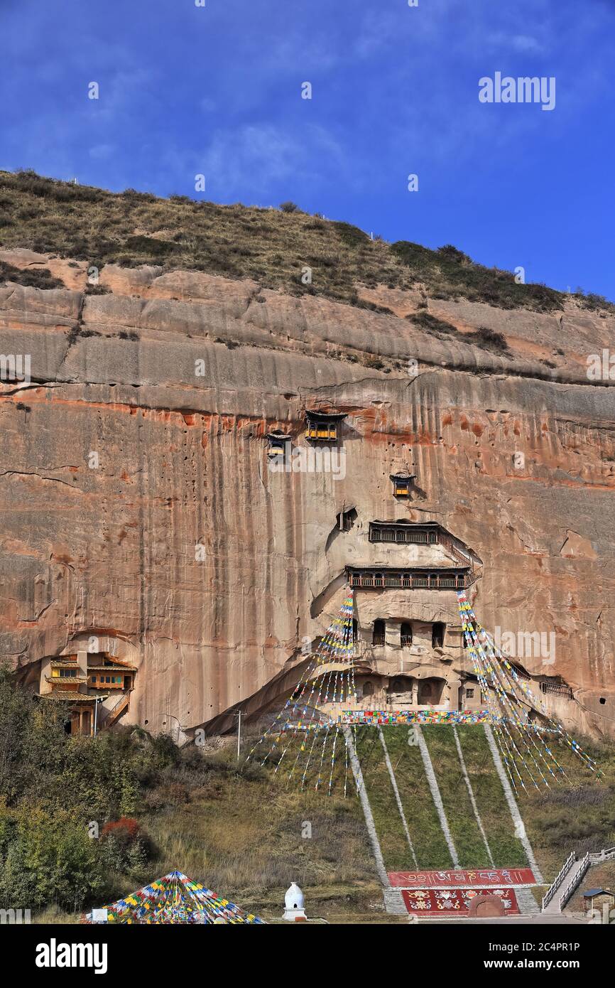Trentatre grotte del Paradiso-Mati si-Horse Hoof Temple. Sunan Yugur County-Zhangye-Gansu Province-China-0962 Foto Stock
