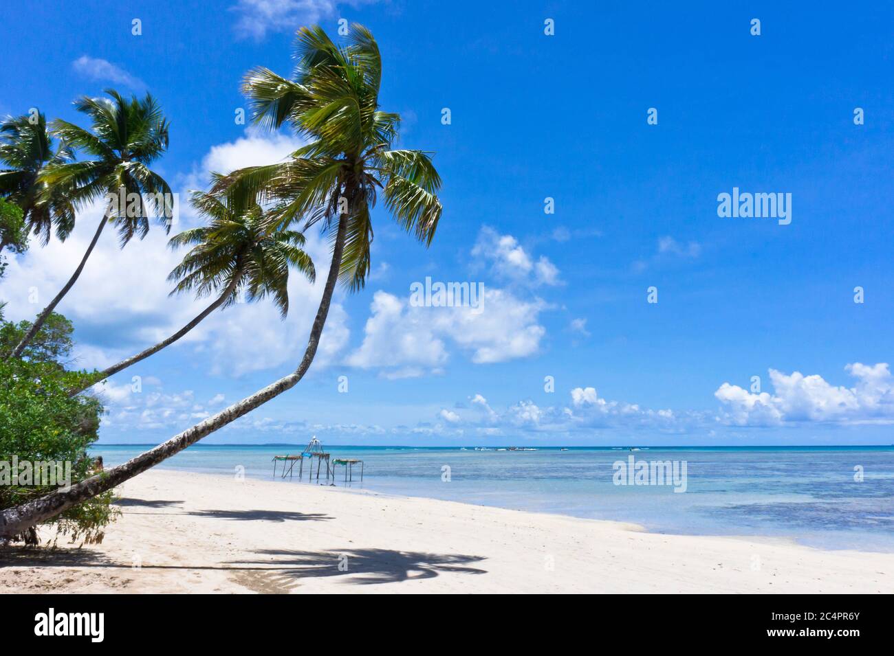 Vista sulla spiaggia tropicale intorno a Morro de Sao Paulo, Bahia, Brasile Foto Stock